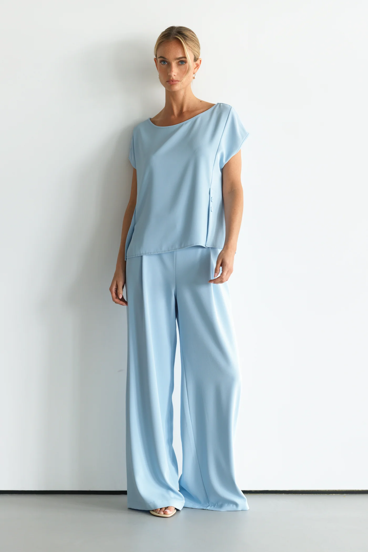 Blanchett Button Top | Dusty Blue - Image 4