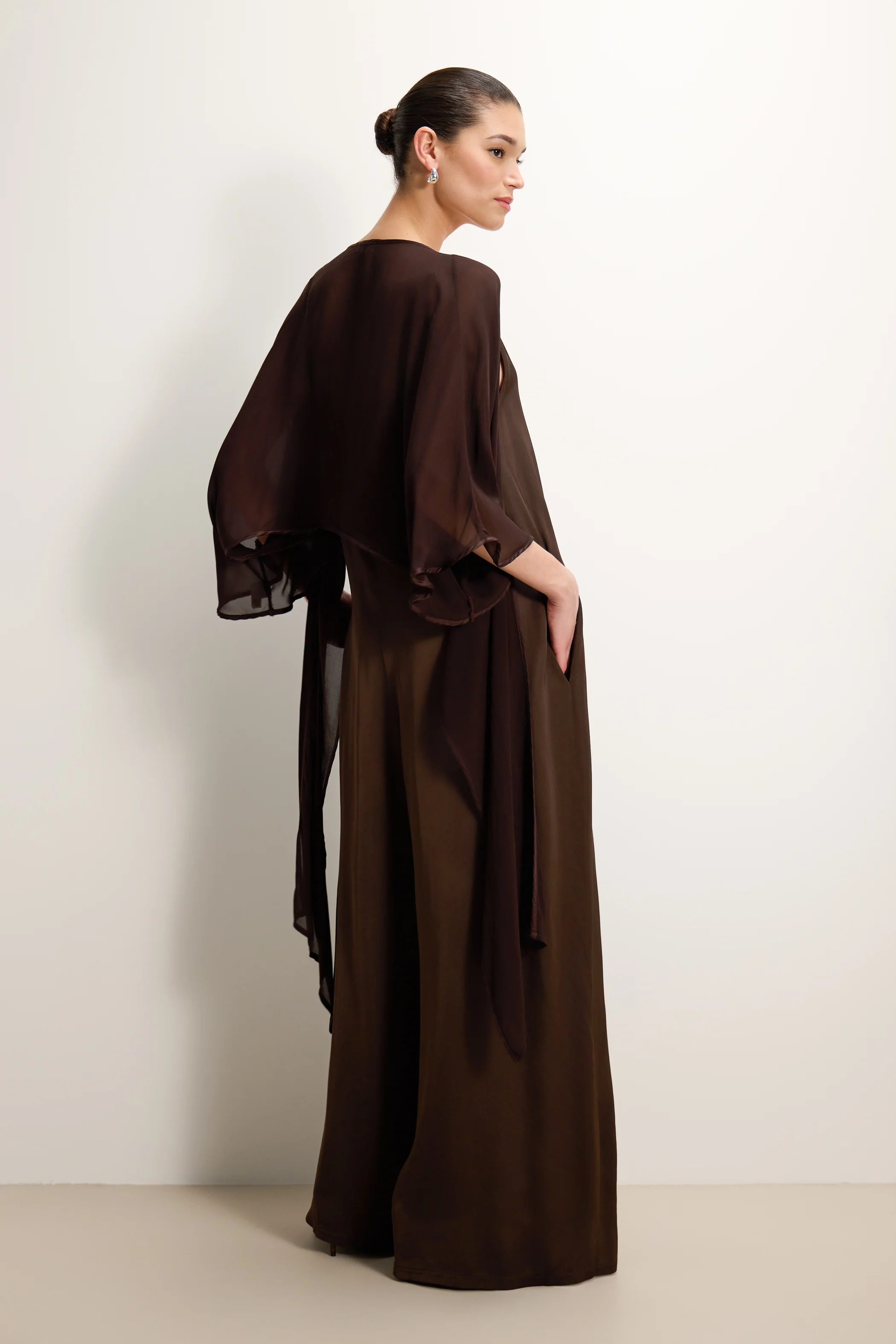 Brienne Lightweight Cape | Espresso Brown - Image 2