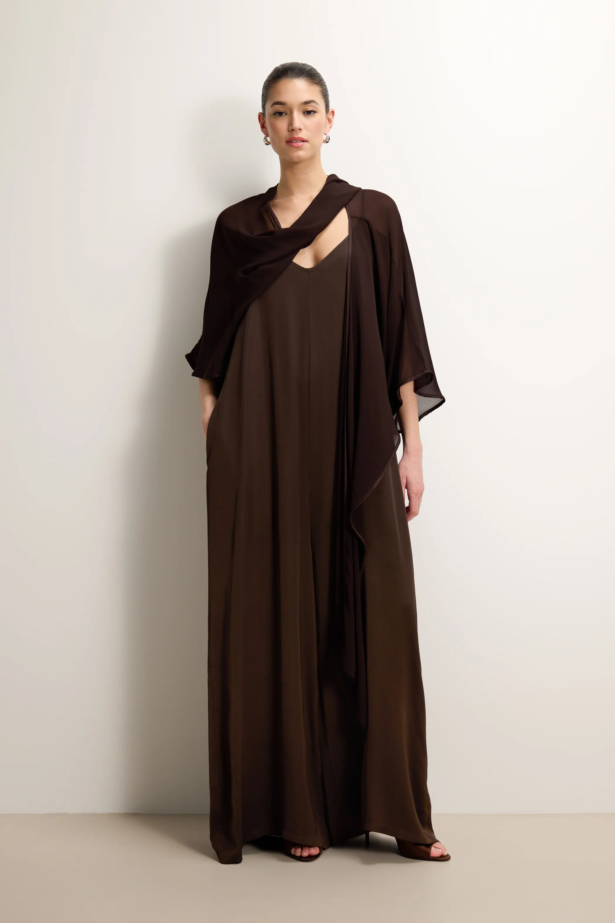 Brienne Lightweight Cape | Espresso Brown - Image 3