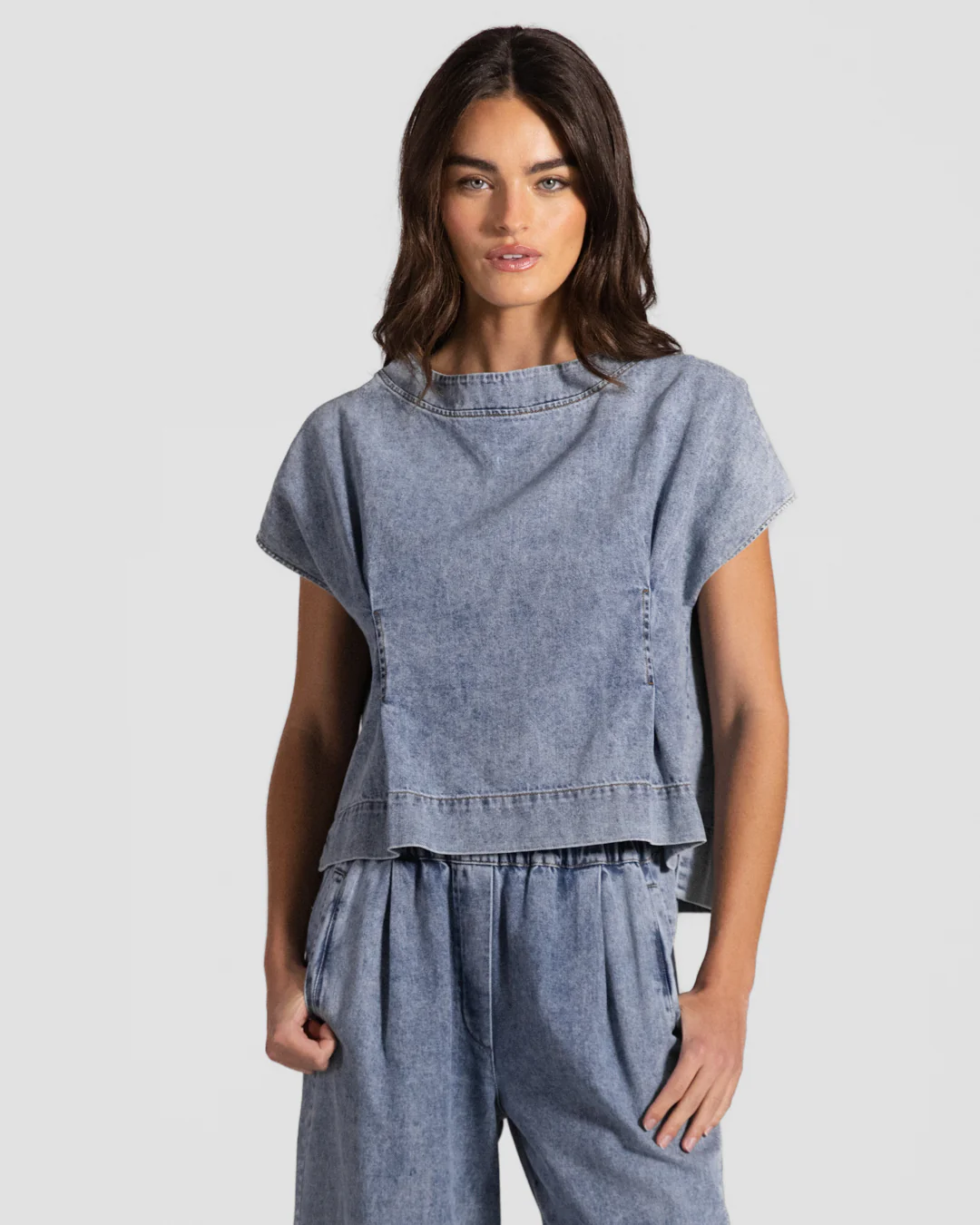 Brooke Boxy Top | Denim Blue - Image 5