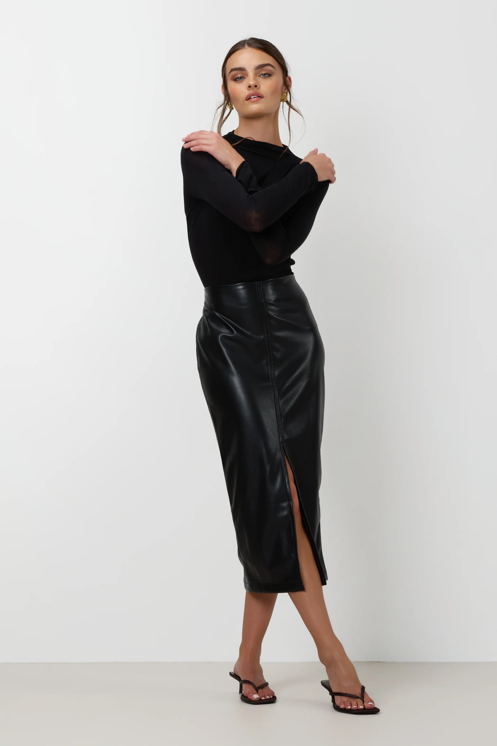 Brooklyn Faux Leather Skirt | Black - Image 5