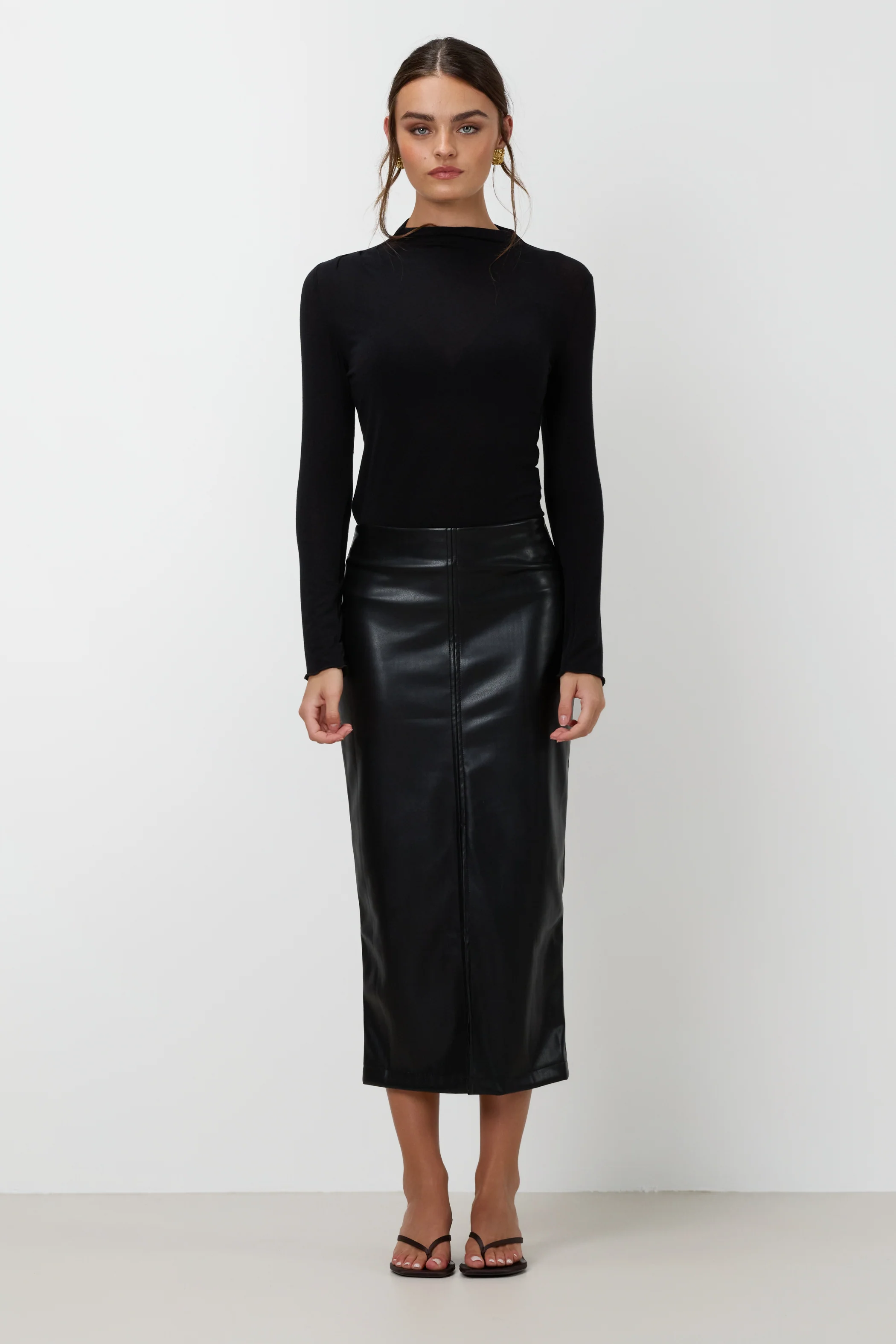 Brooklyn Faux Leather Skirt | Black - Image 9