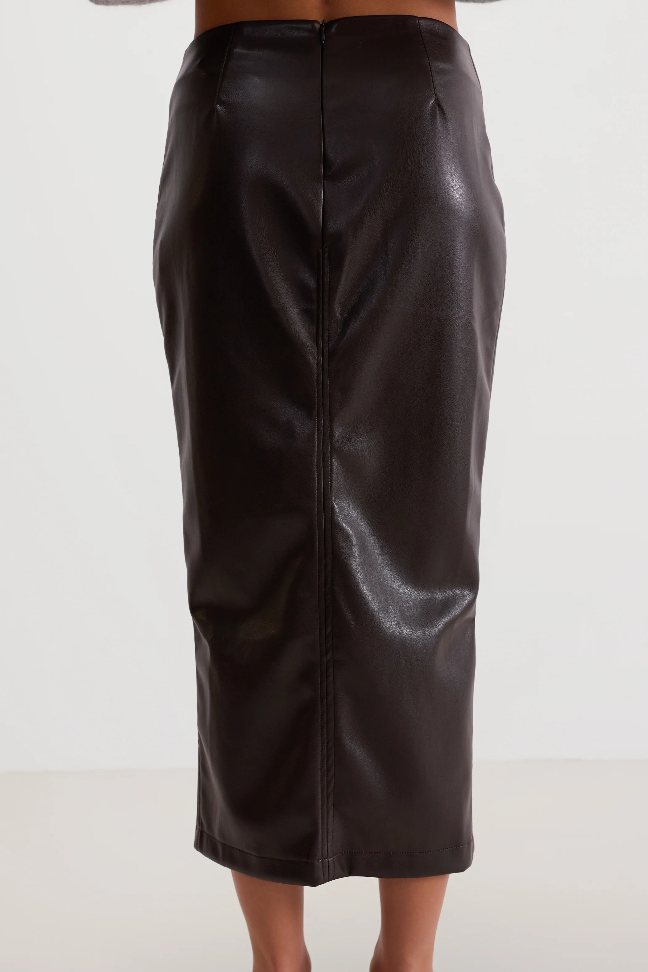 Brooklyn Faux Leather Skirt | Espresso Brown - Image 5