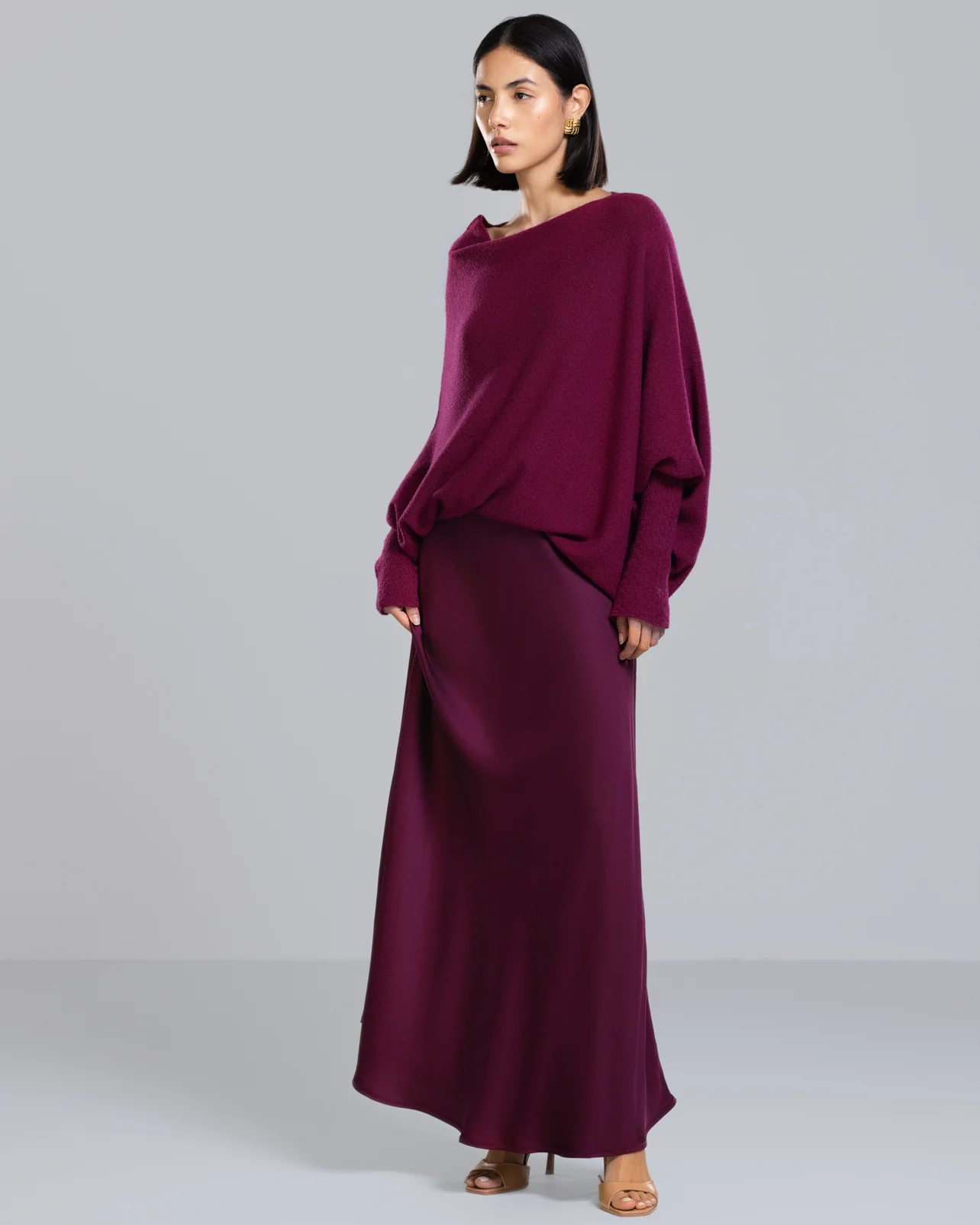 Camilla Bias Satin Skirt | Burgundy - Image 2