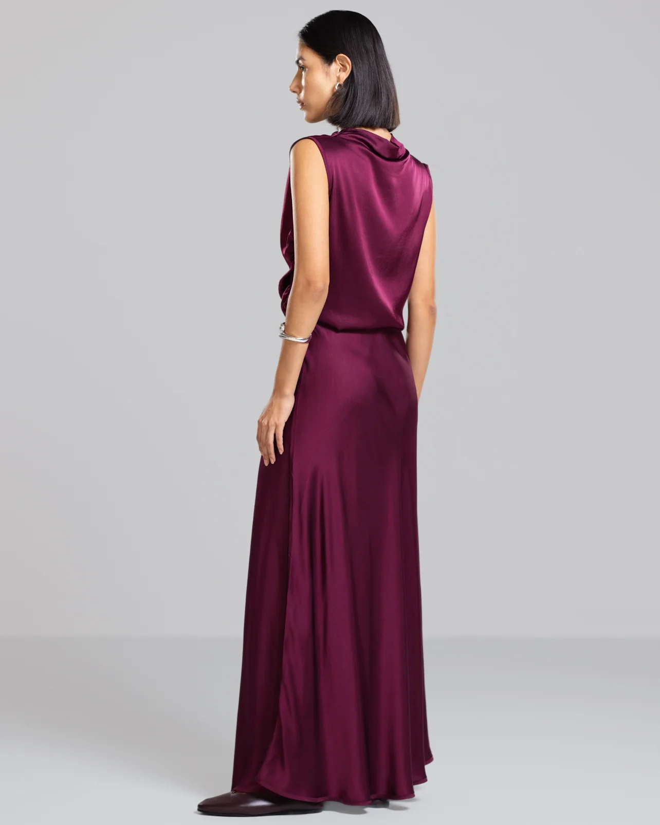 Camilla Bias Satin Skirt | Burgundy - Image 4