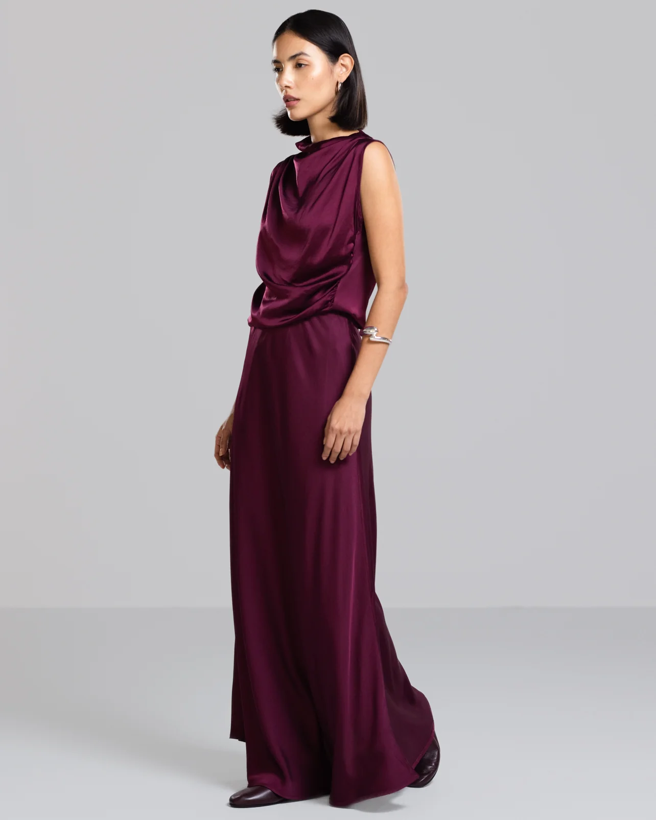 Camilla Bias Satin Skirt | Burgundy - Image 5