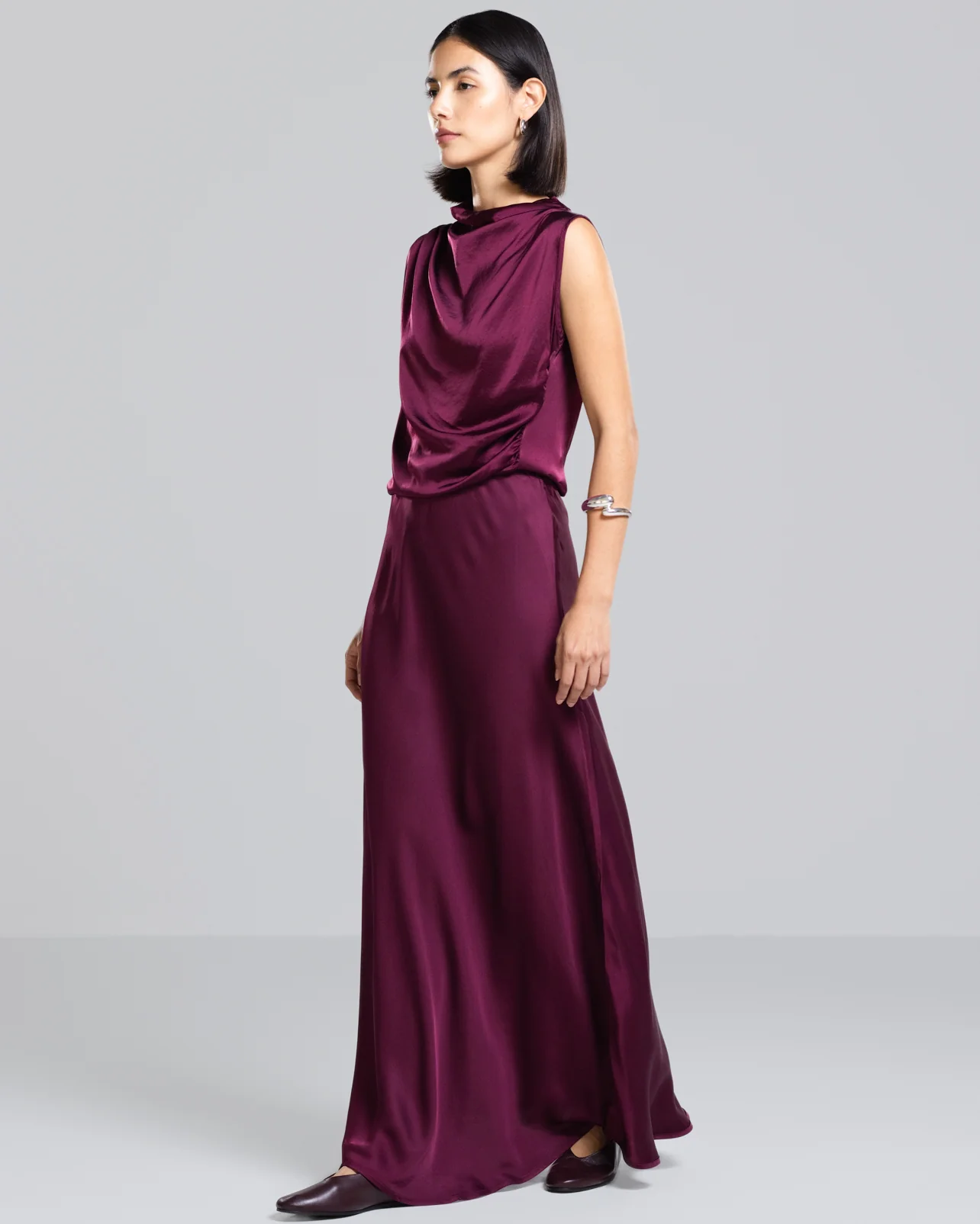 Camilla Bias Satin Skirt | Burgundy - Image 6