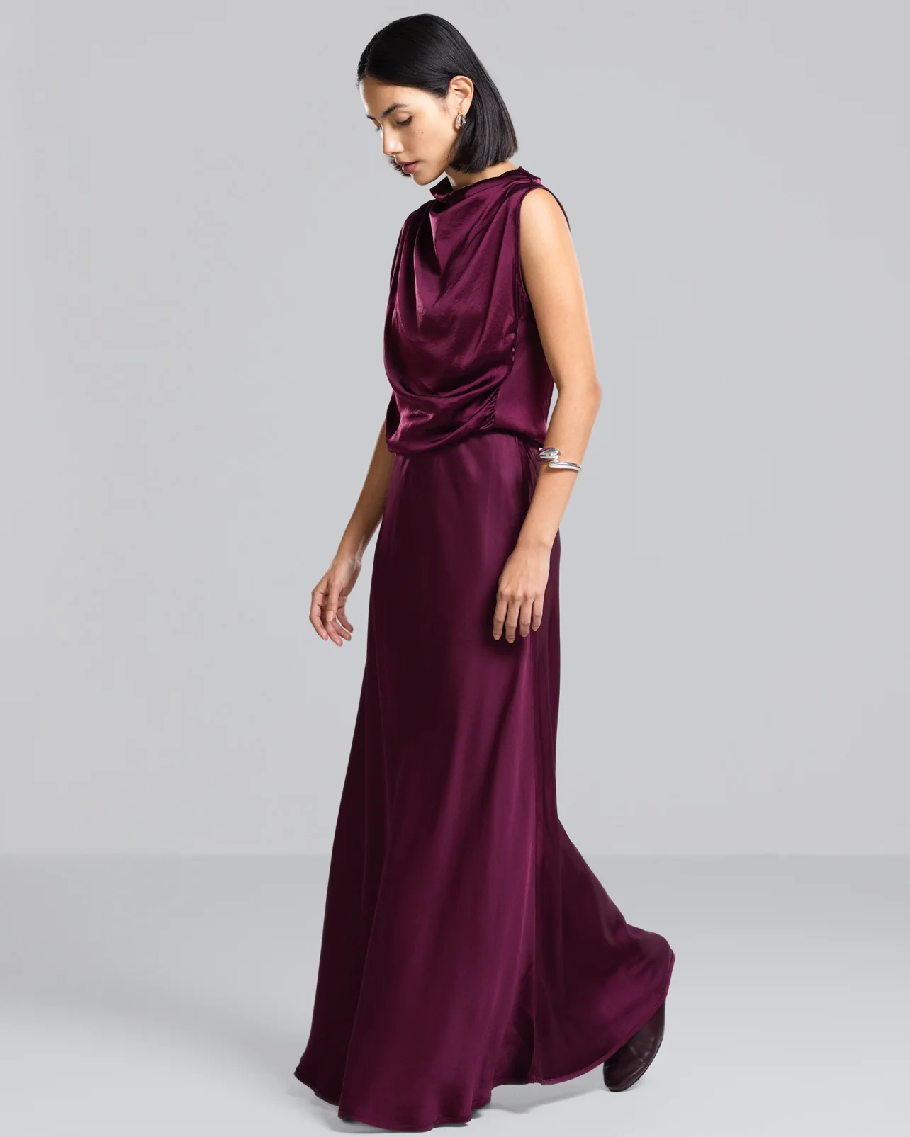 Camilla Bias Satin Skirt | Burgundy - Image 7