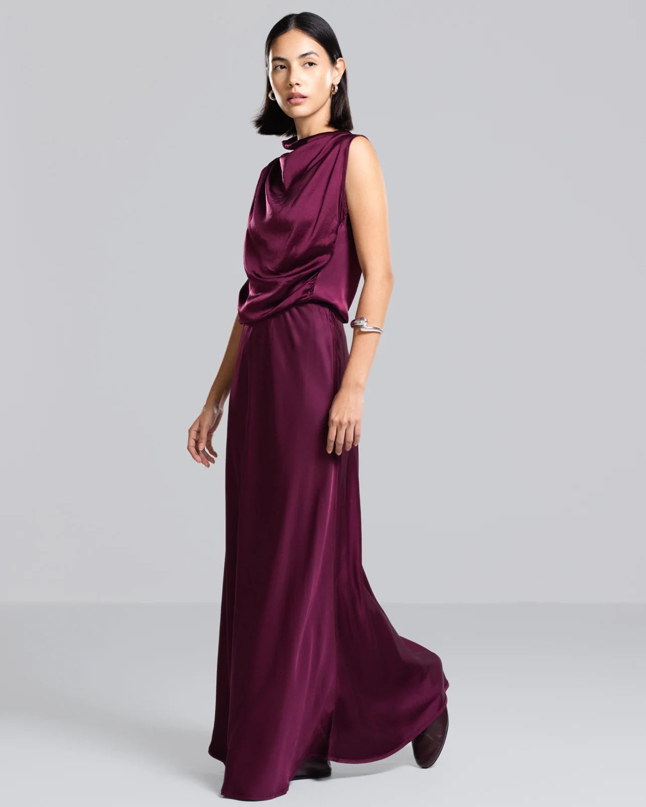 Camilla Bias Satin Skirt | Burgundy - Image 8
