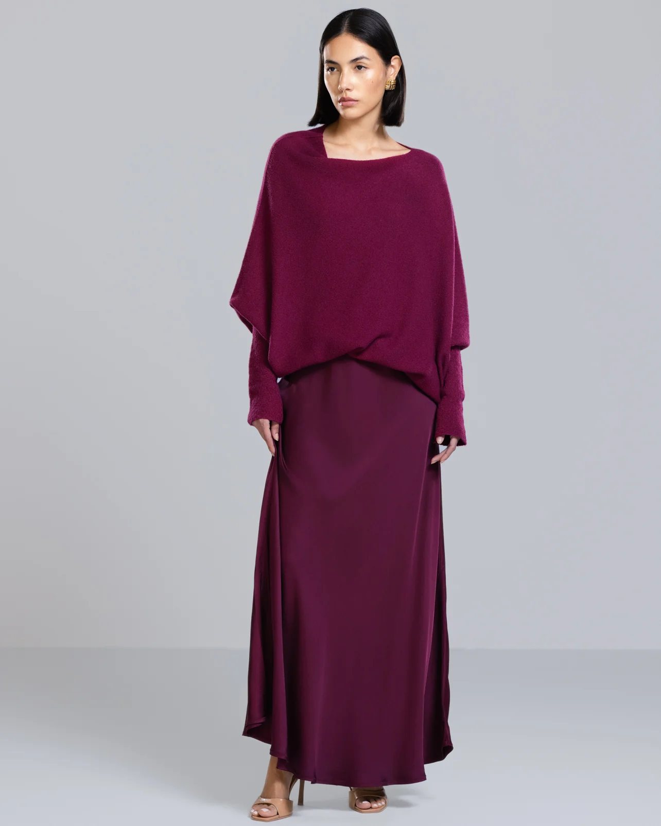 Camilla Bias Satin Skirt | Burgundy - Image 9
