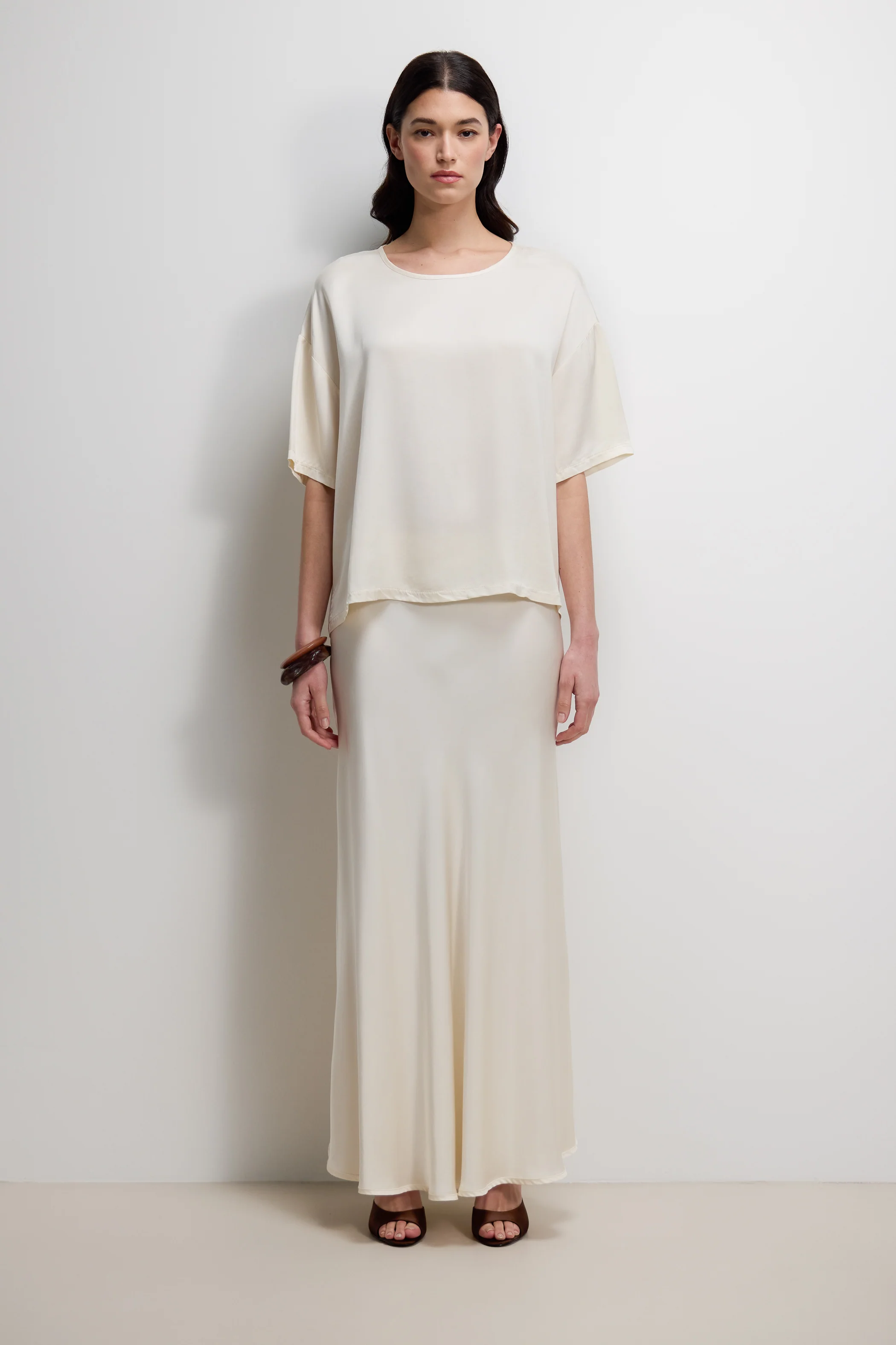Mila Back Slit Satin Top | Ivory - Image 3