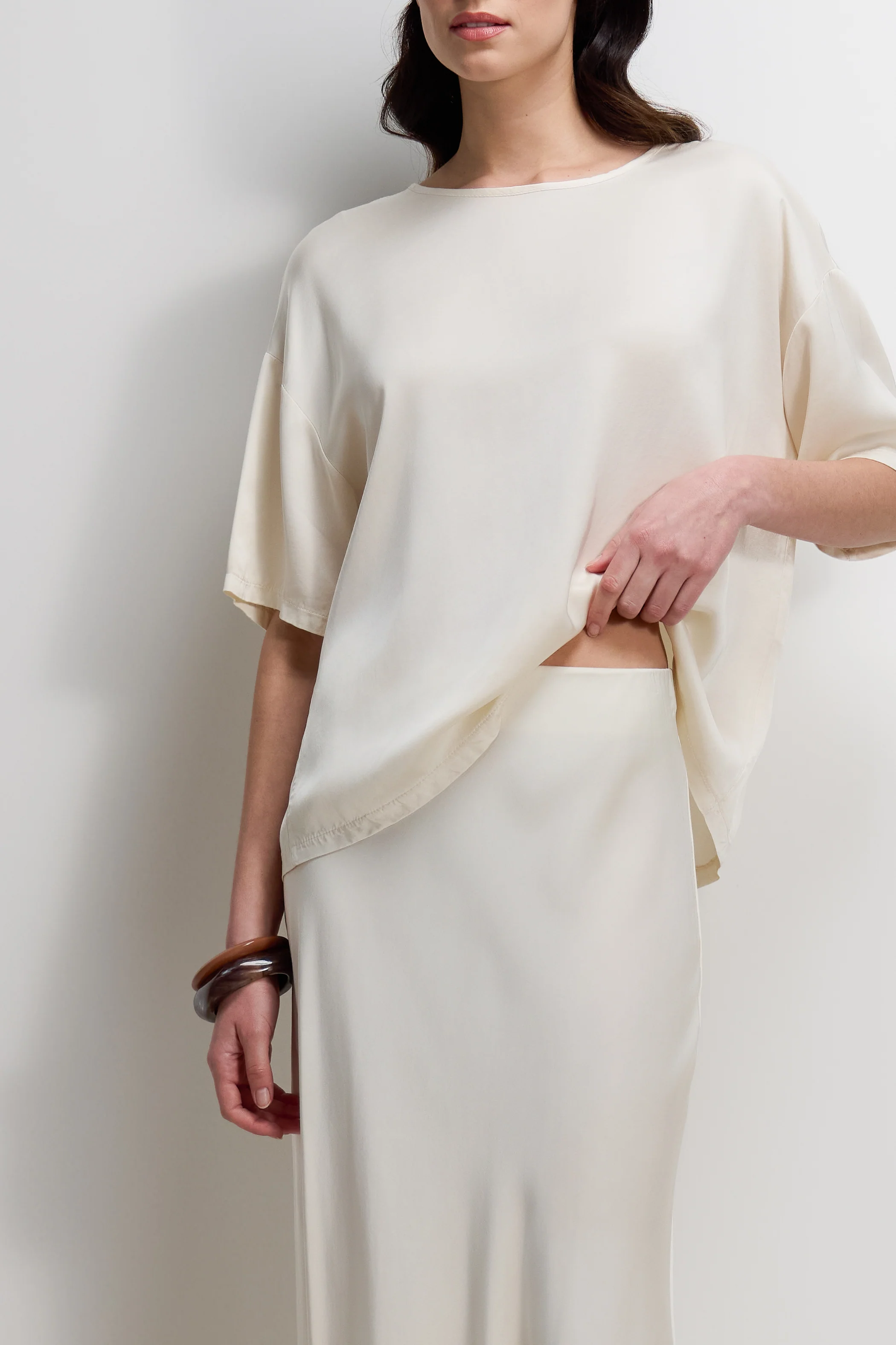 Camilla Bias Satin Skirt | Ivory - Image 3
