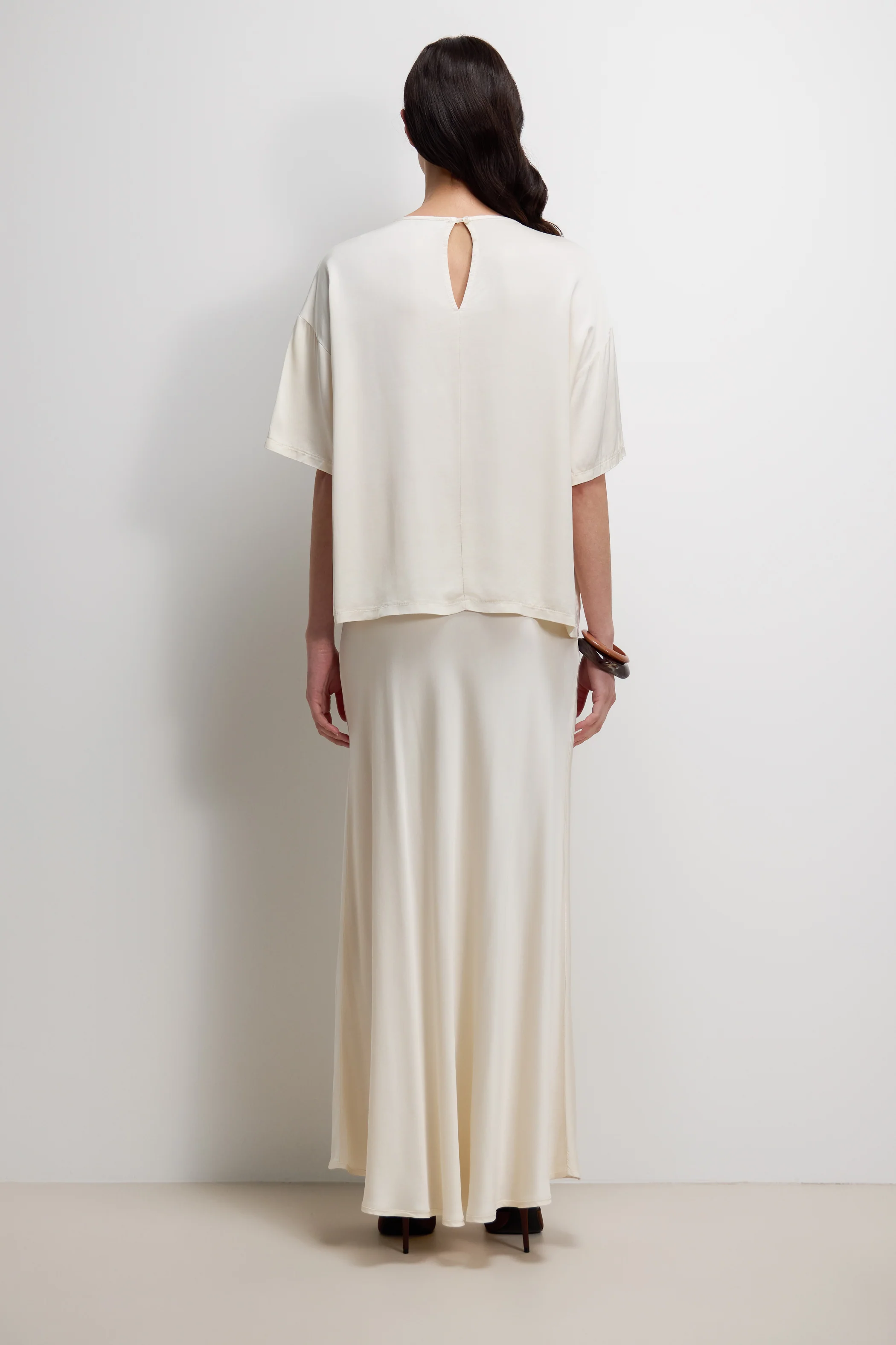 Mila Back Slit Satin Top | Ivory - Image 5