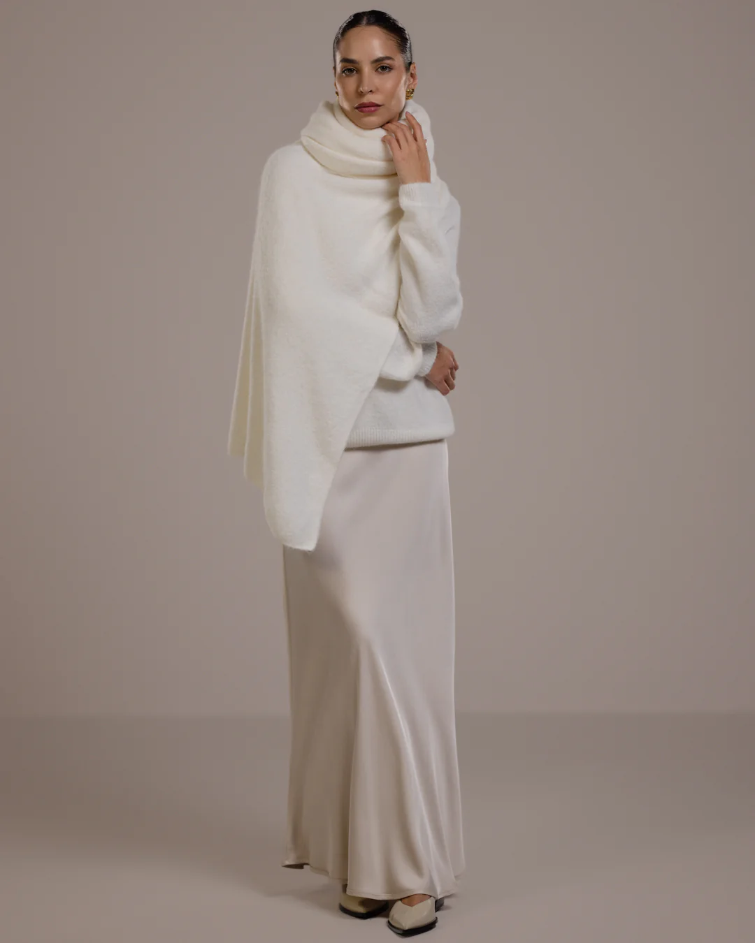 Camilla Bias Satin Skirt | Light Beige - Image 2