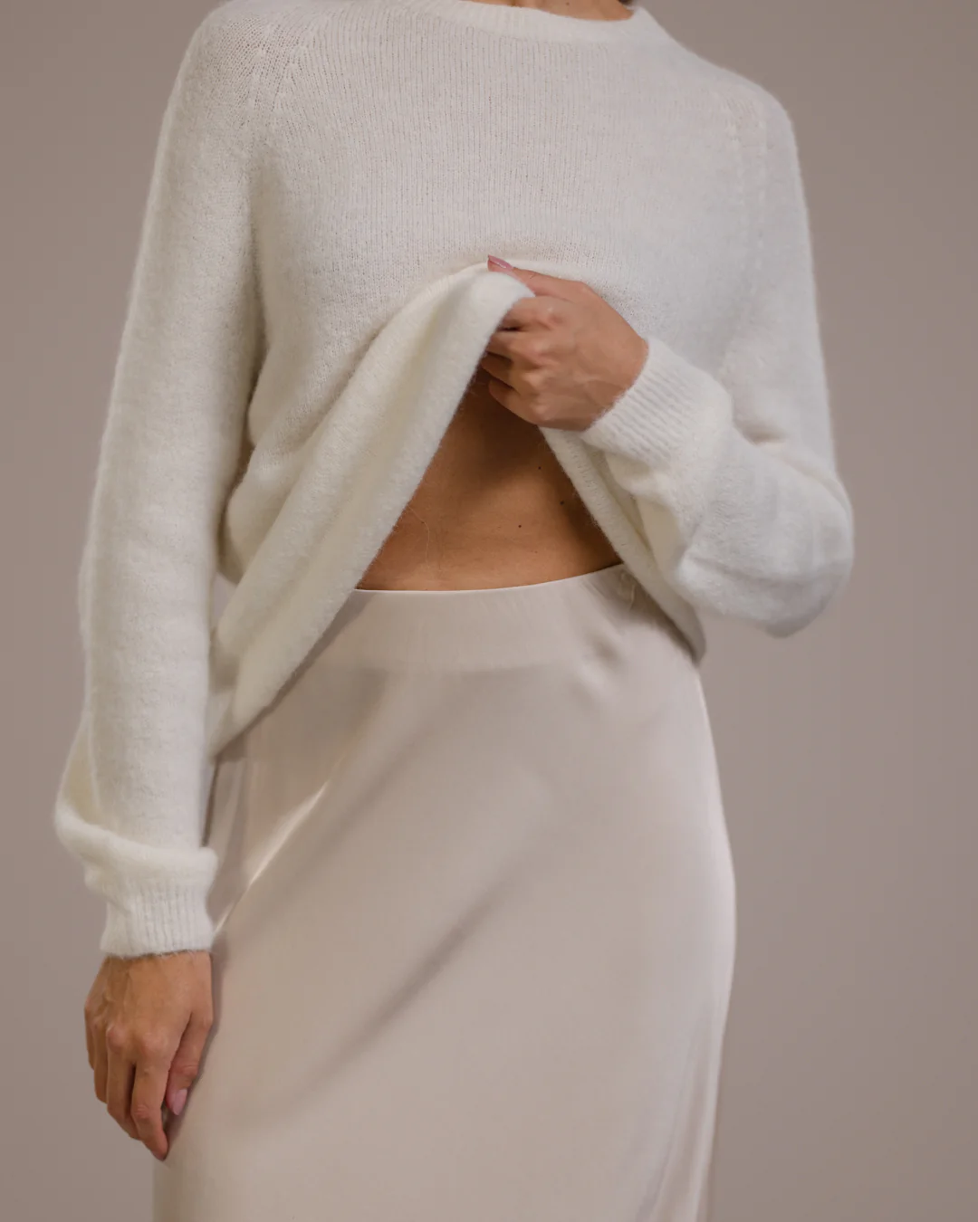 Camilla Bias Satin Skirt | Light Beige - Image 3