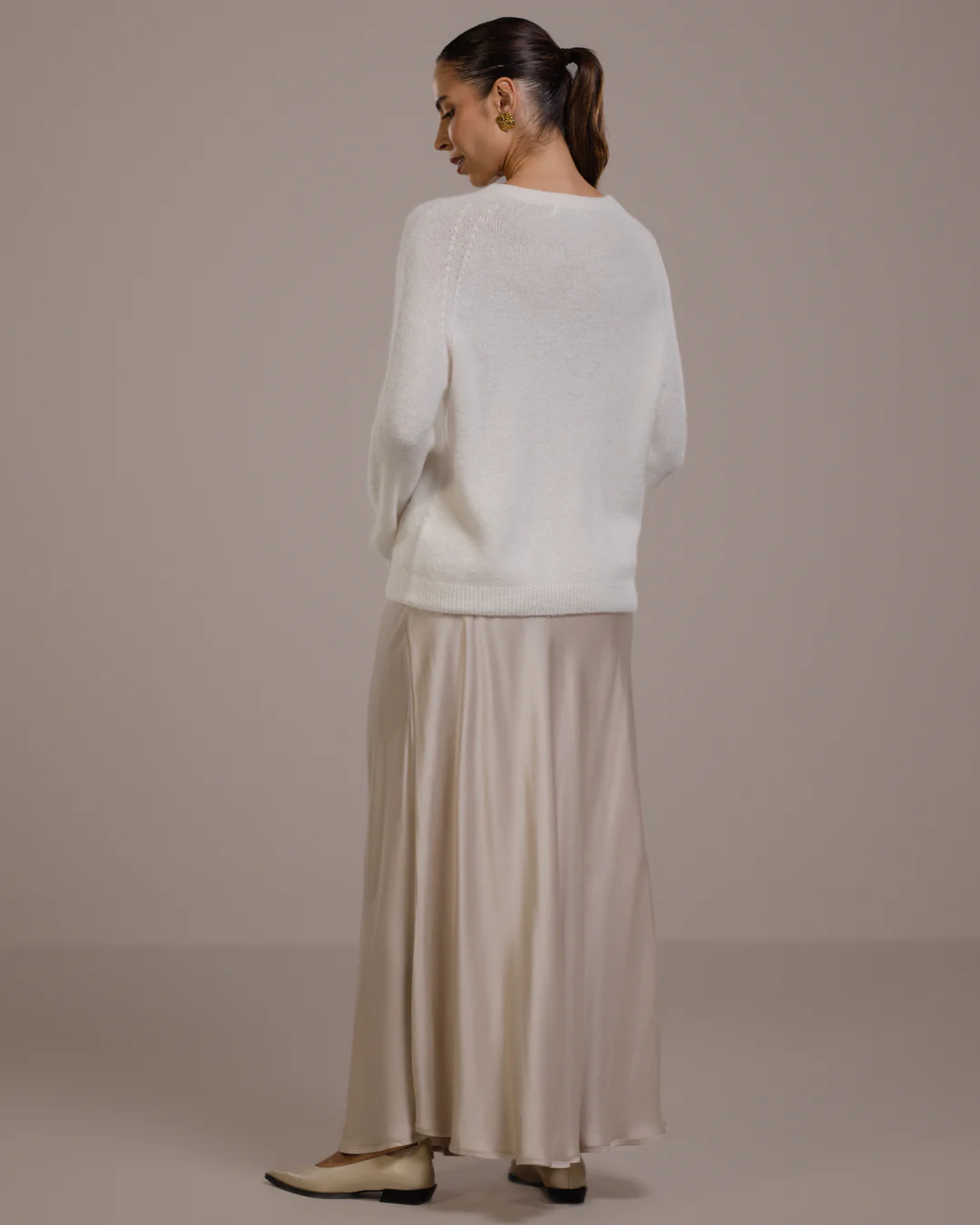Camilla Bias Satin Skirt | Light Beige - Image 5