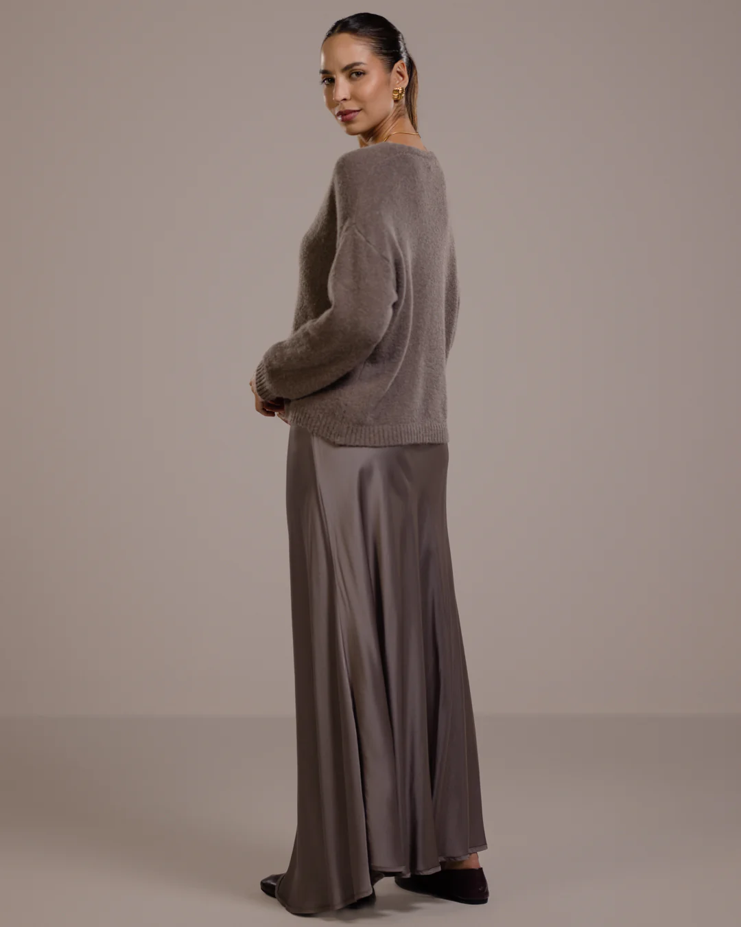 Camilla Bias Satin Skirt | Mink - Image 3