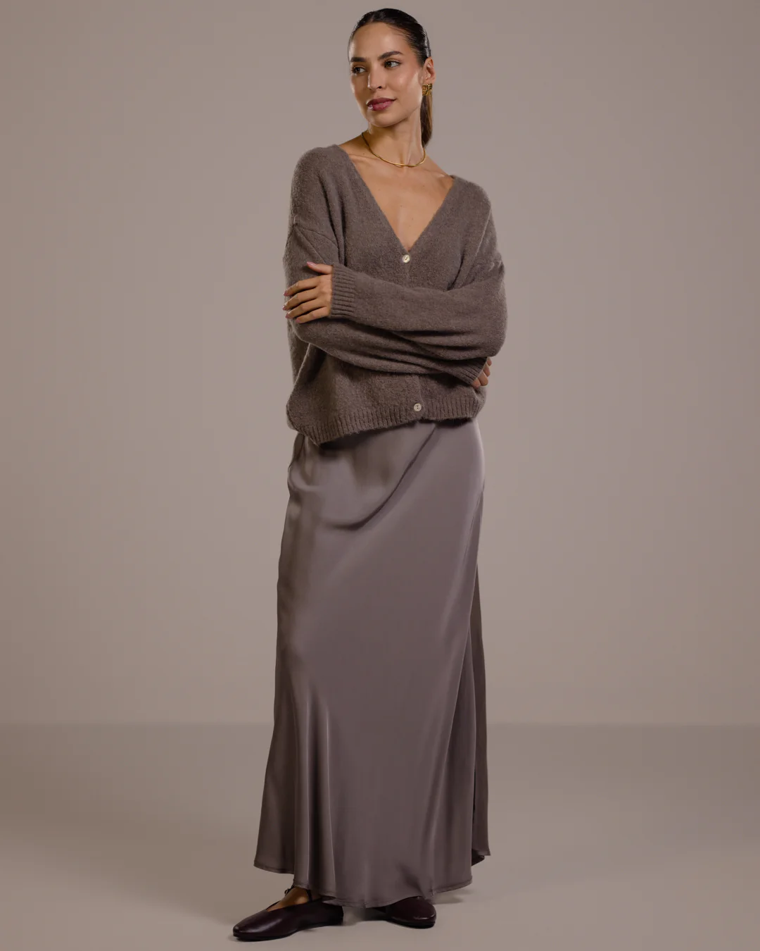 Camilla Bias Satin Skirt | Mink - Image 4