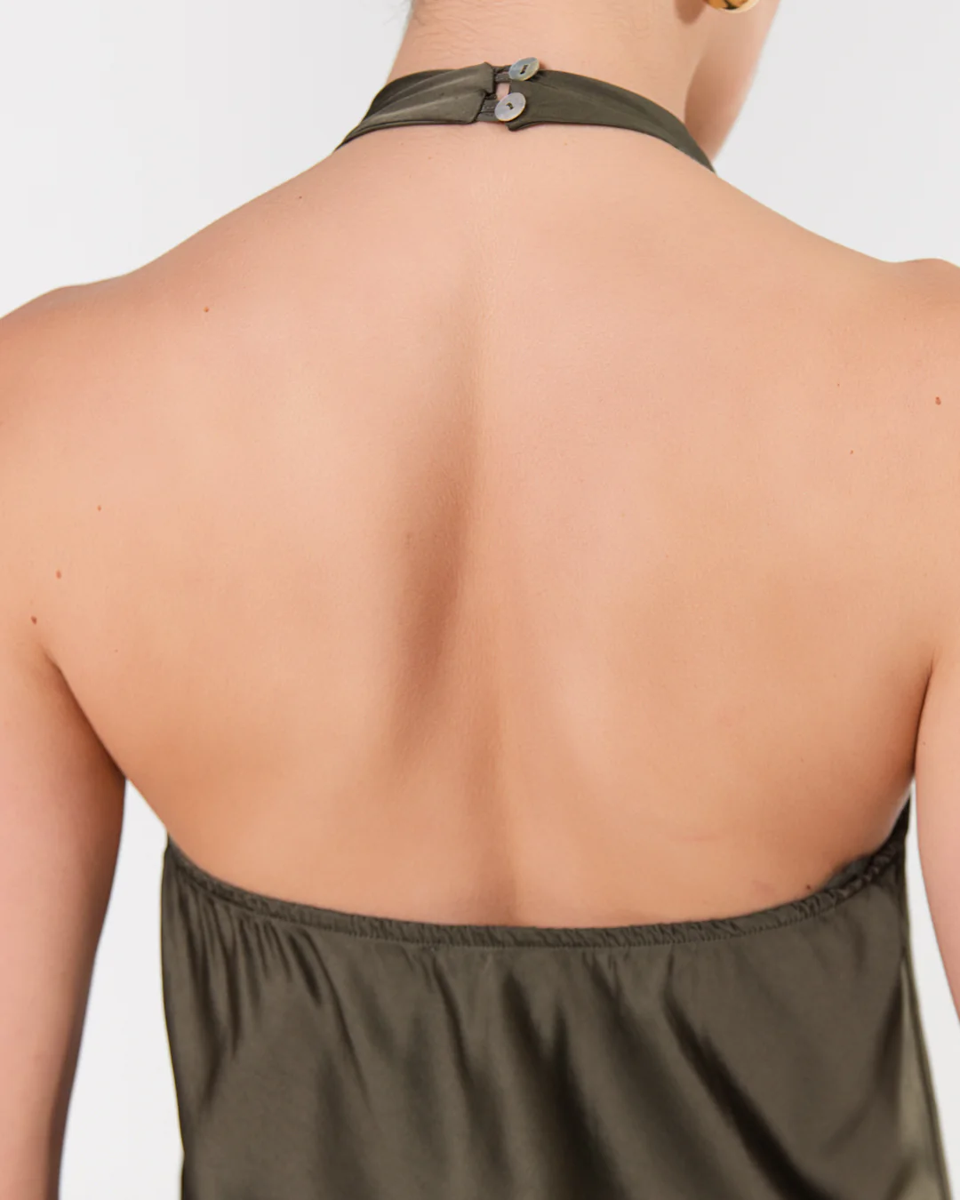 Carmen Backless Halterneck Top | Khaki - Image 3