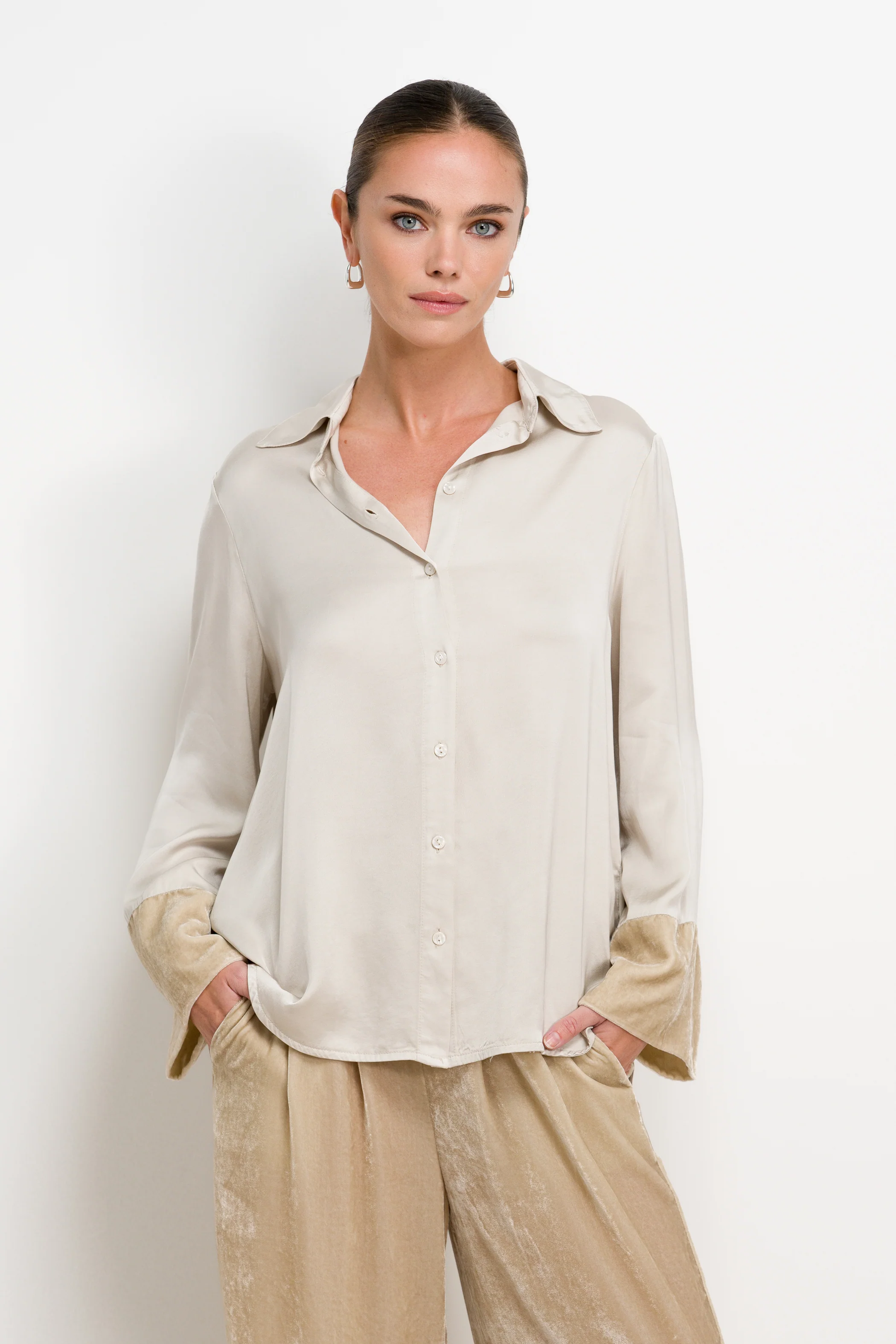 Caroline Velvet Cuff Shirt | Honey - Image 5