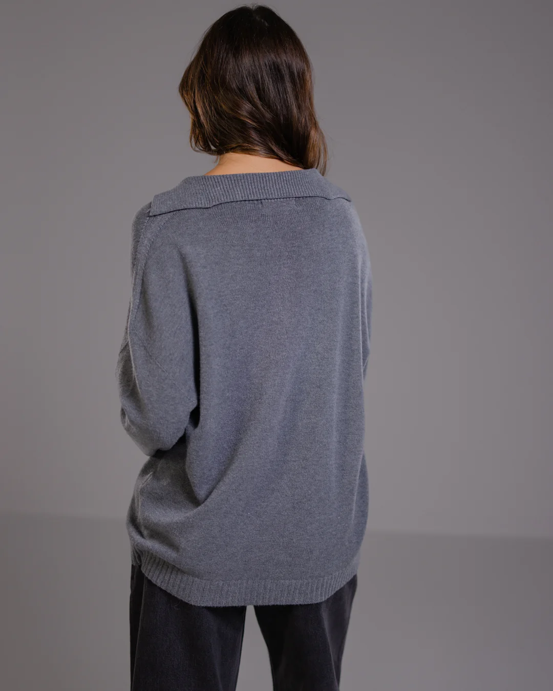 Celeste Open Collar Sweater | Dark Grey - Image 4