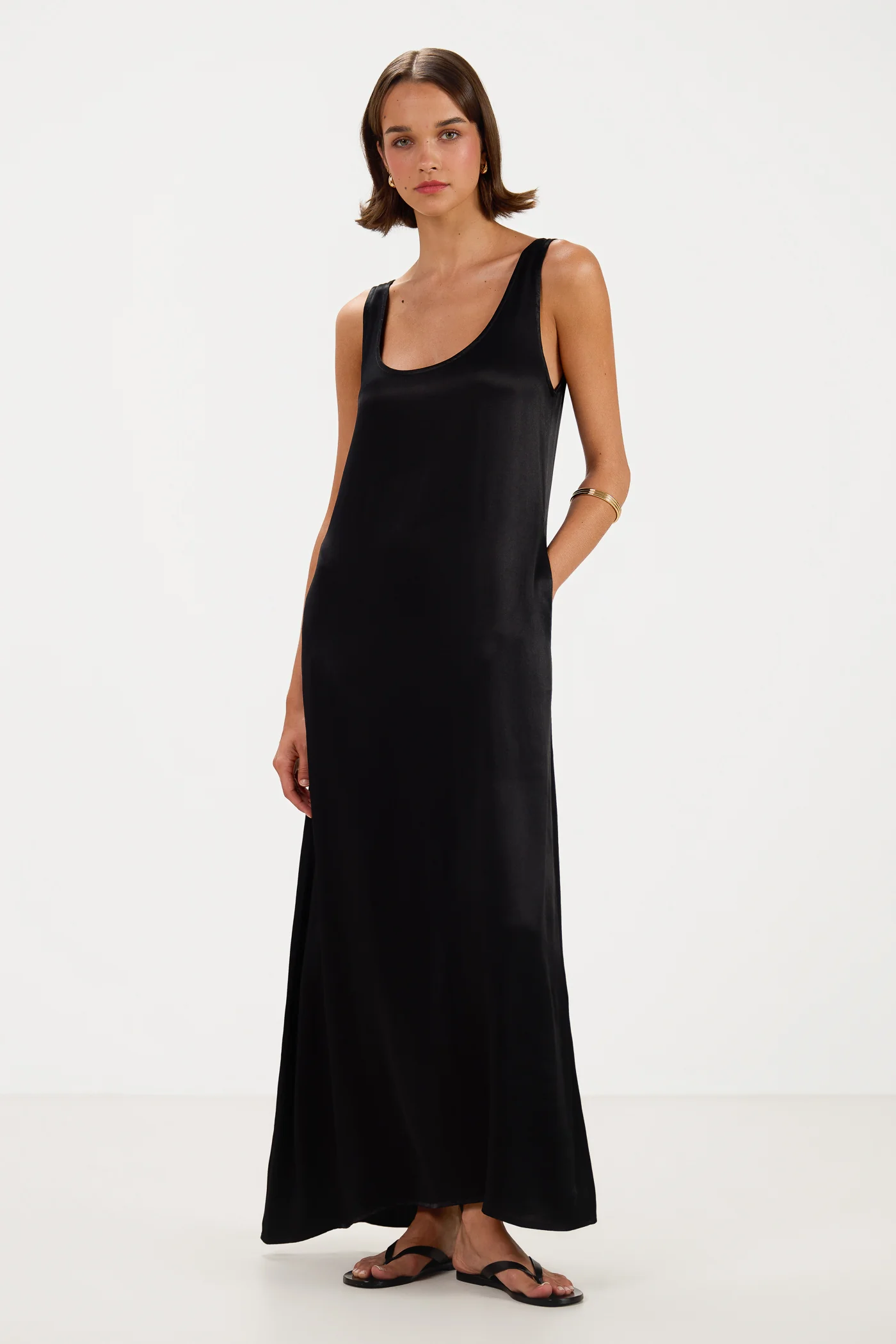 Chiara Satin Dress | Black