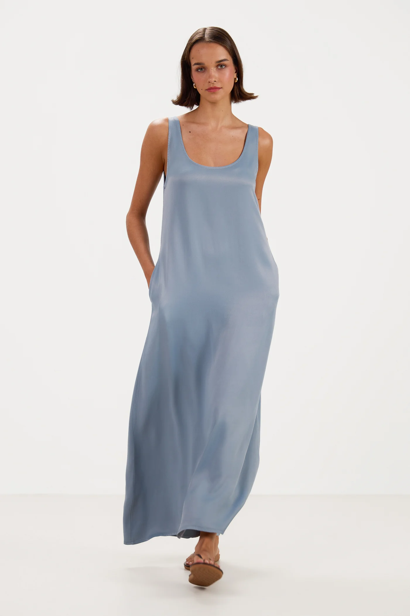 Chiara Satin Dress | Dusty Blue - Image 6
