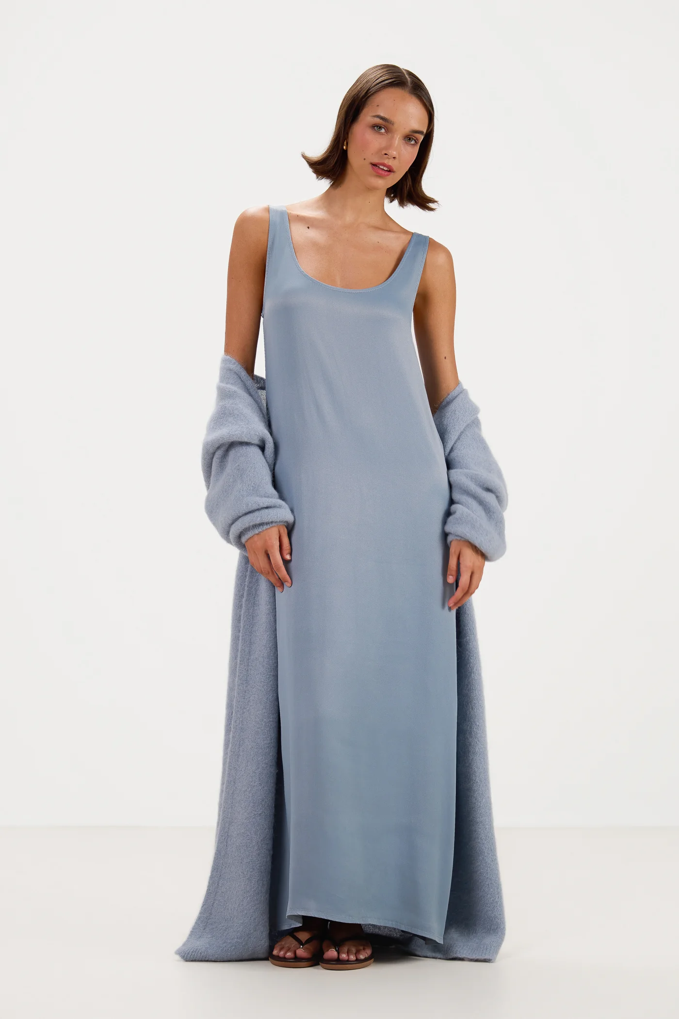Chiara Satin Dress | Dusty Blue - Image 7