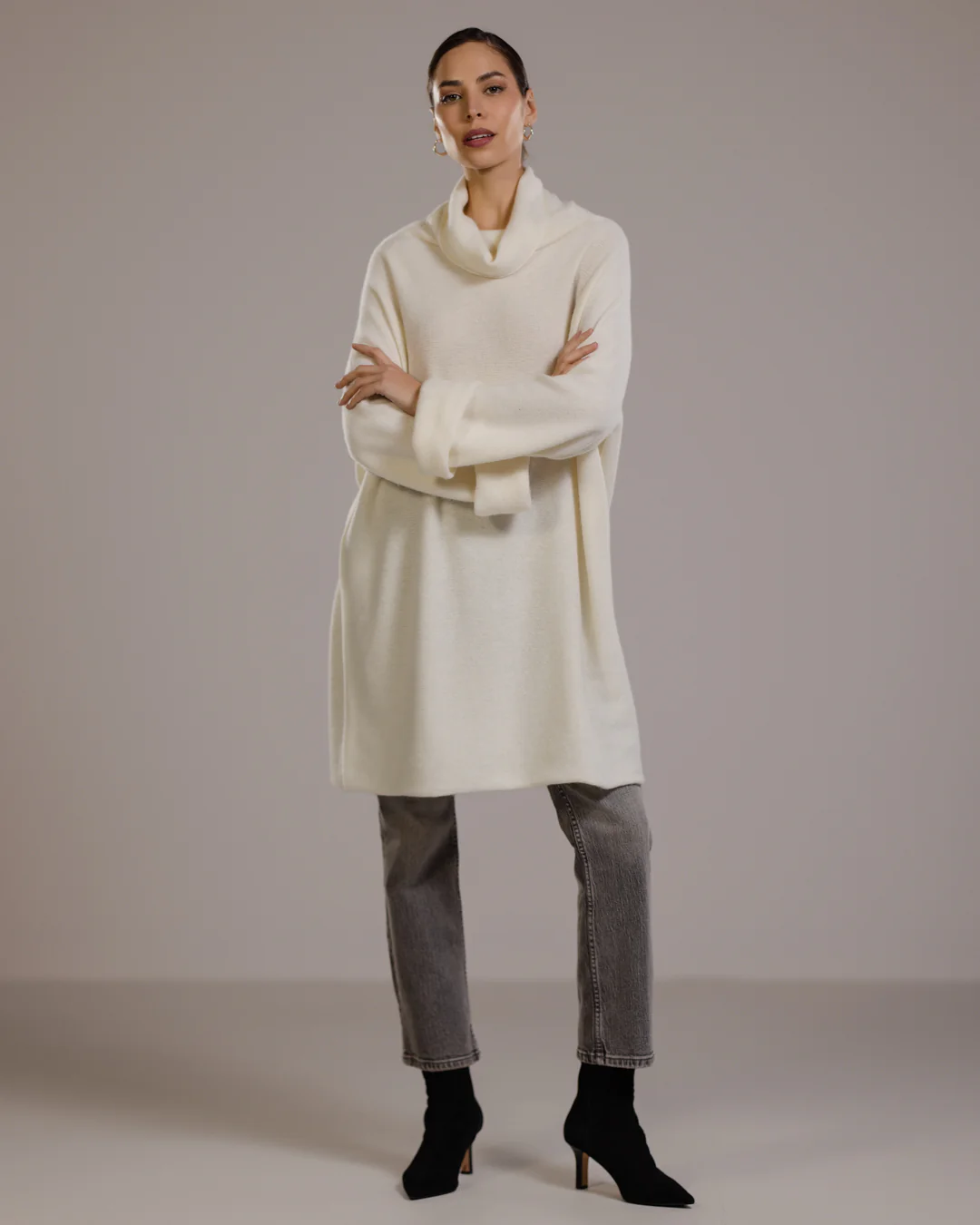 Clara Longline Sweater | Ivory | Wool-Cashmere Blend - Image 3
