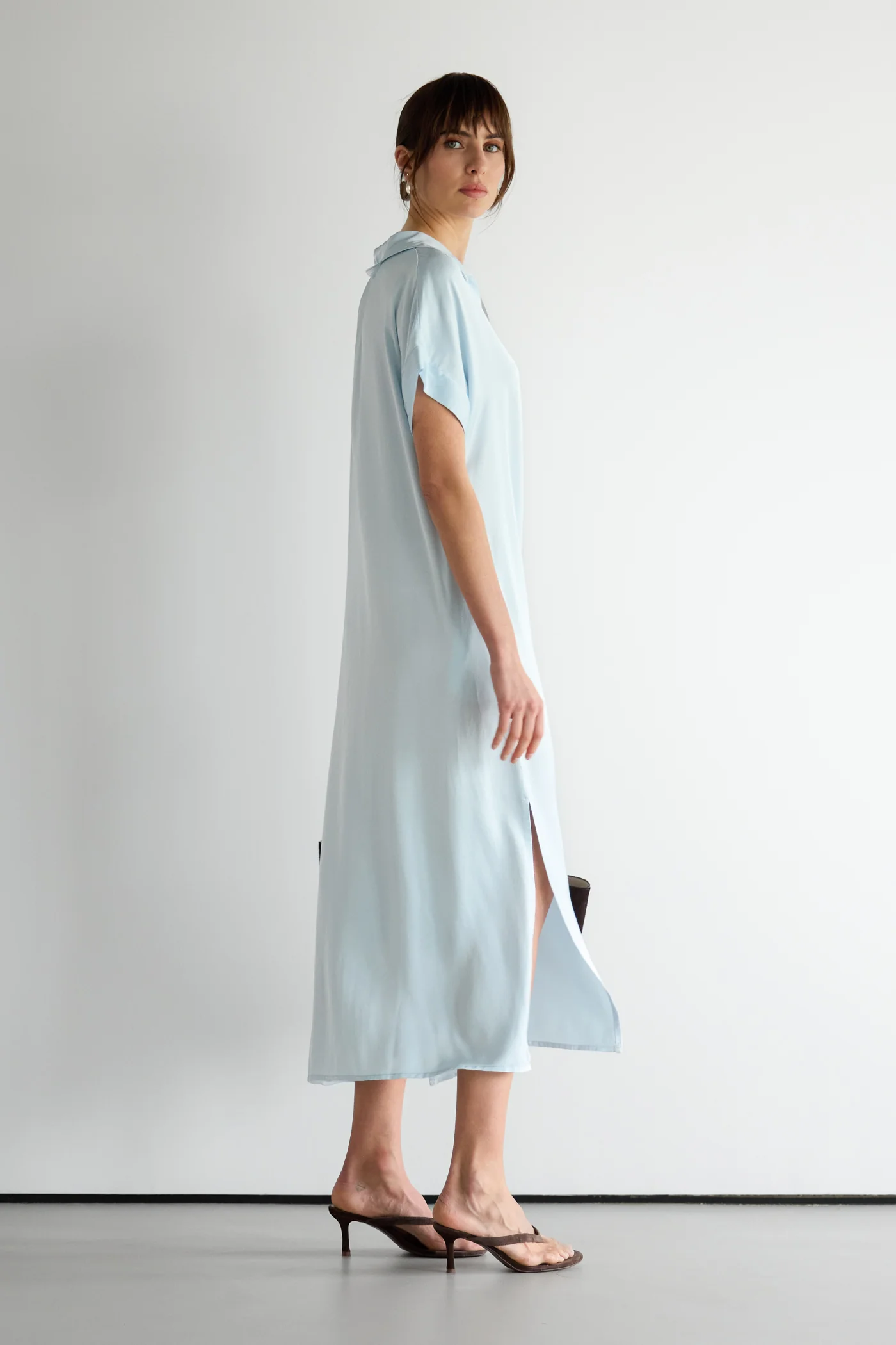 Cleo Satin Kaftan Dress | Glacier - Image 5