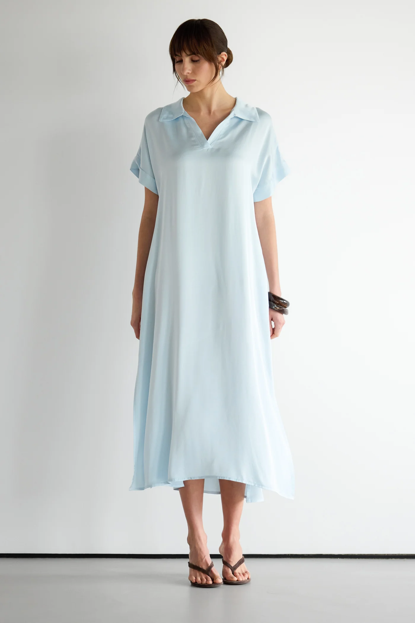 Cleo Satin Kaftan Dress | Glacier - Image 6