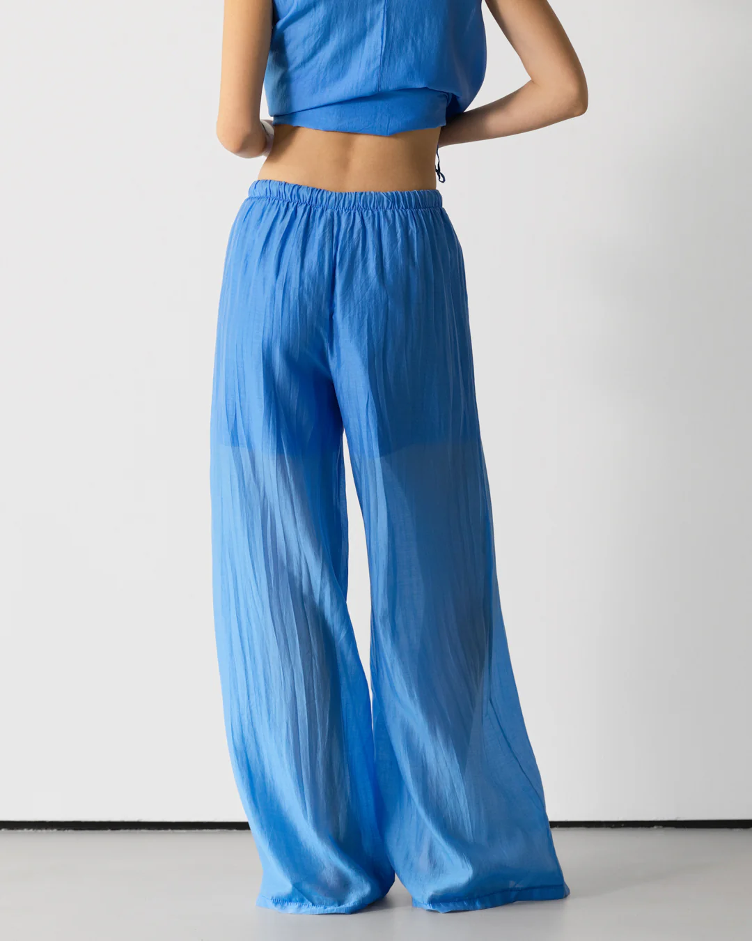 Clotilde Lightweight Elastic Waist Pants | Azure Blue - Image 4