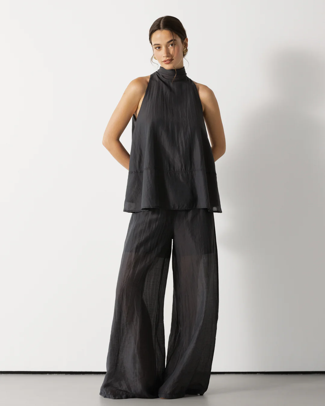 Clotilde Lightweight Elastic Waist Pants | Black - Image 4