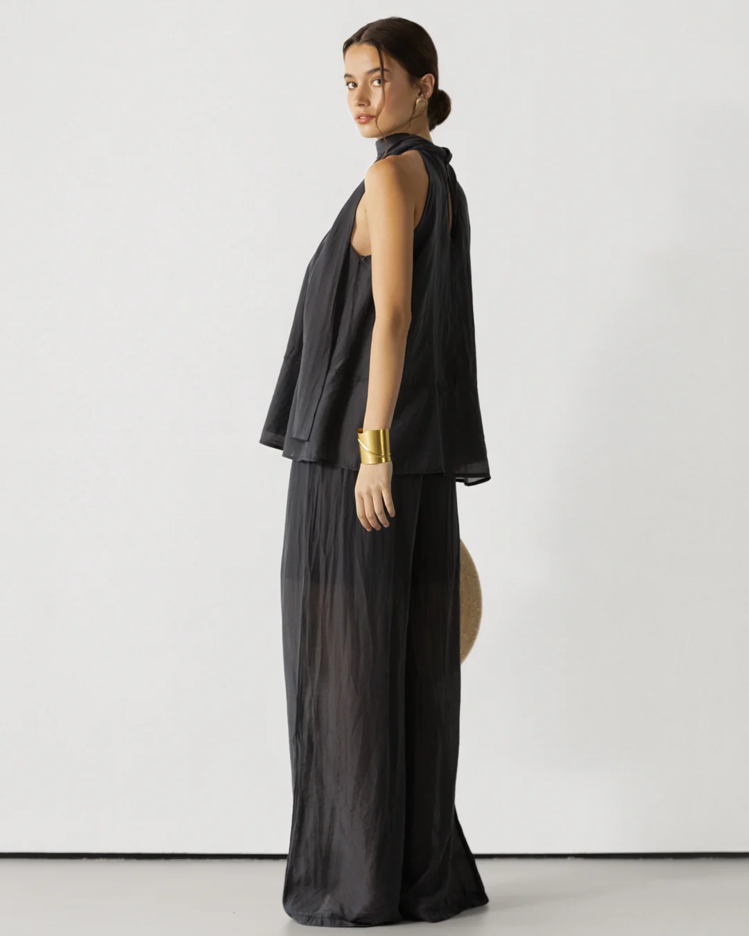 Clotilde Lightweight Elastic Waist Pants | Black - Image 5