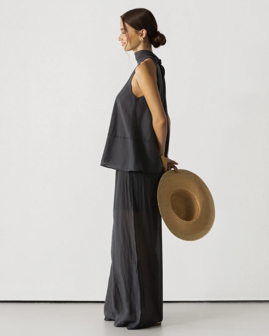 Clotilde Halterneck Tie Back Top | Black - Image 4