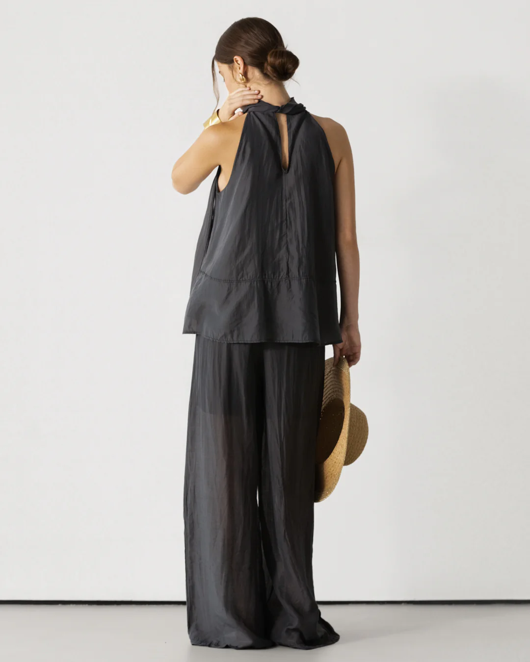 Clotilde Halterneck Tie Back Top | Black - Image 5