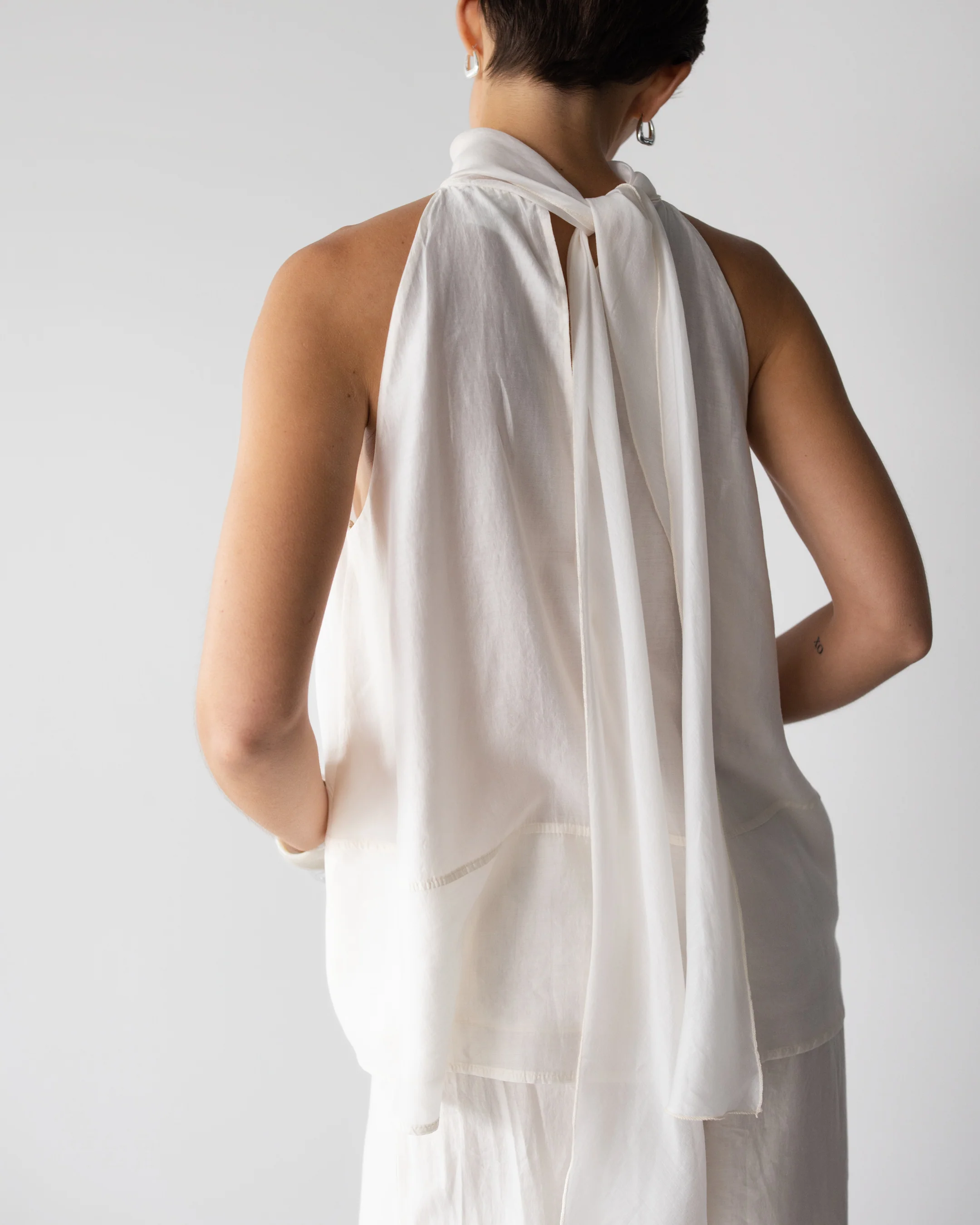 Clotilde Halterneck Tie Back Top | Ivory - Image 2