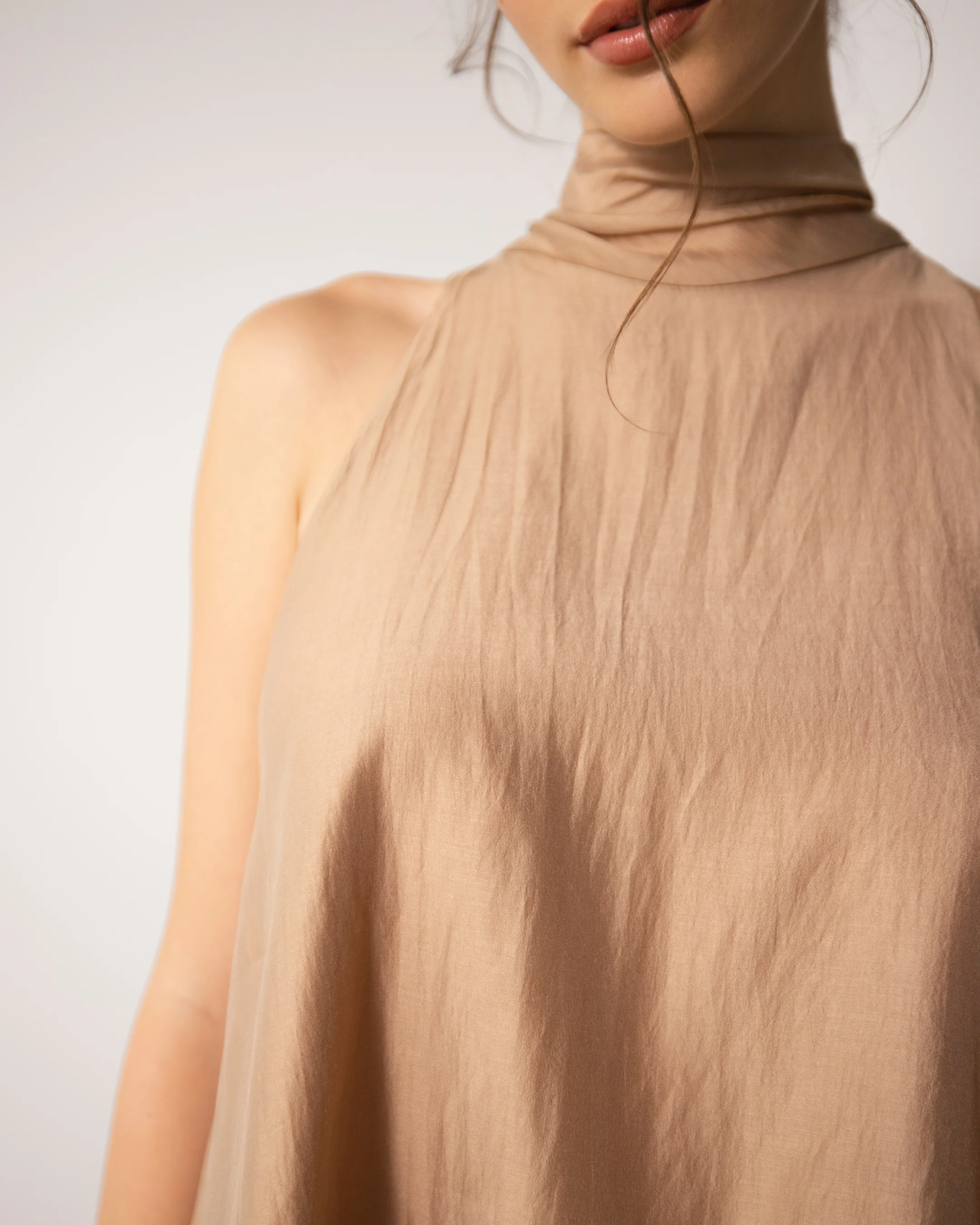 Clotilde Halterneck Tie Back Top | Sand - Image 2