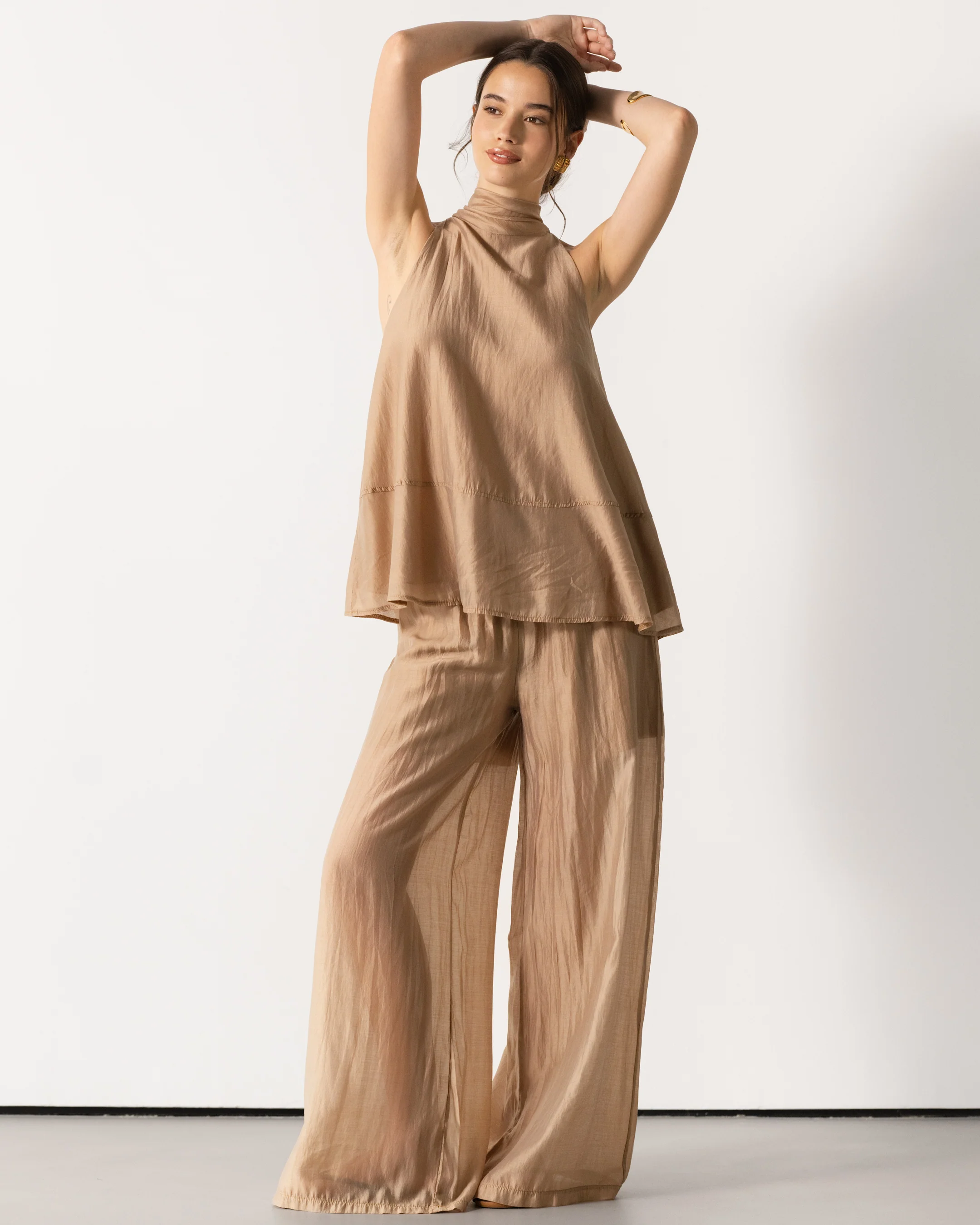 Clotilde Halterneck Tie Back Top | Sand - Image 5