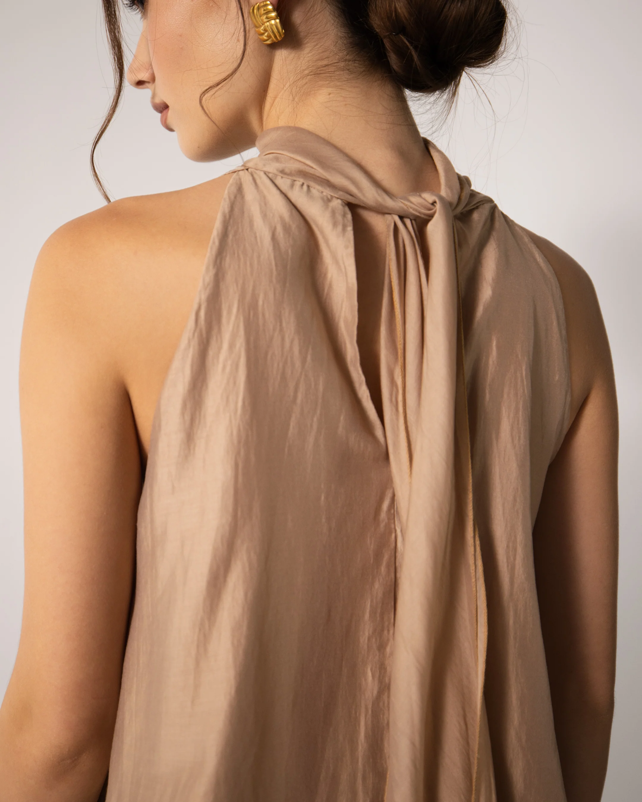 Clotilde Halterneck Tie Back Top | Sand - Image 6
