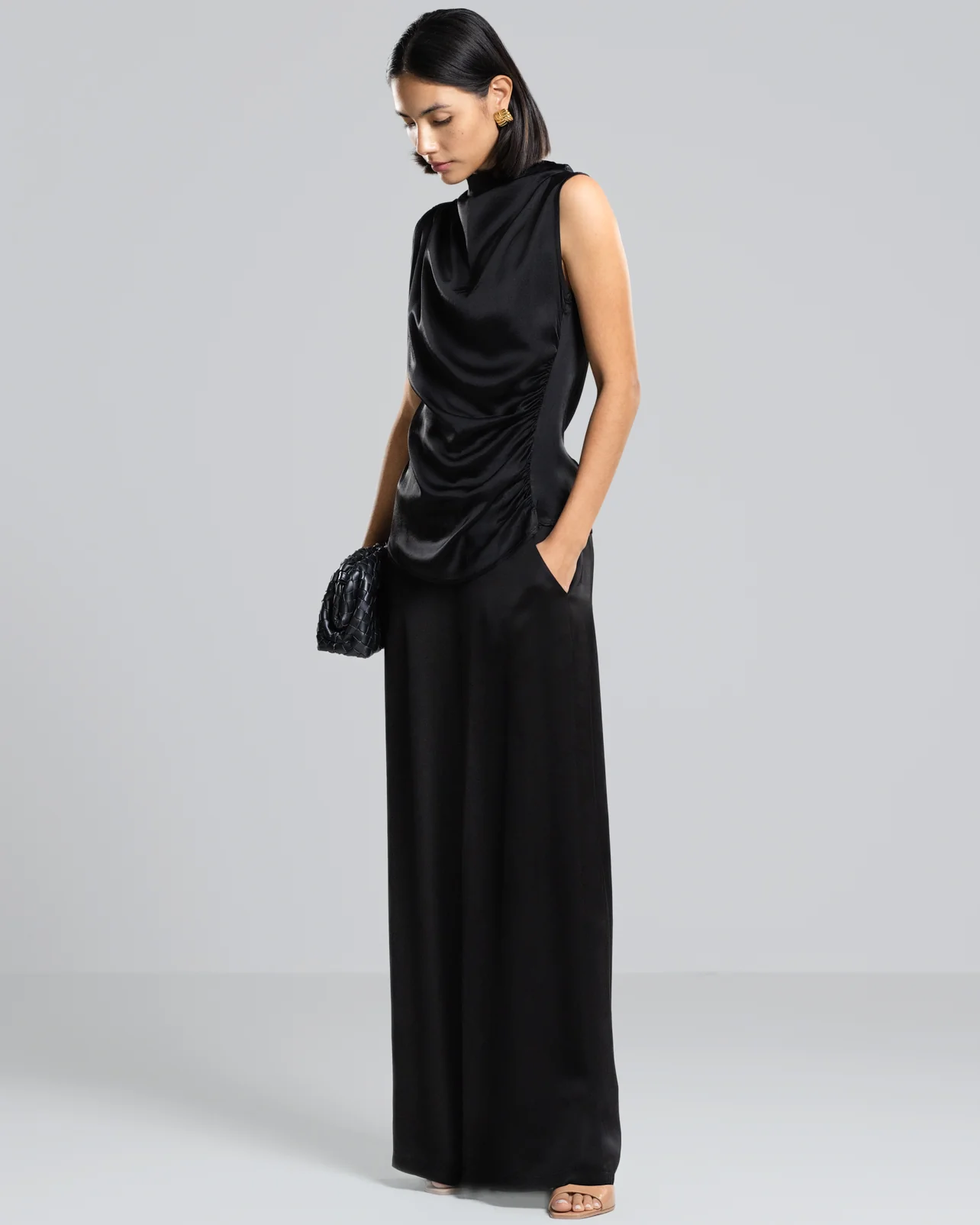 Cole Satin Trousers | Black - Image 3