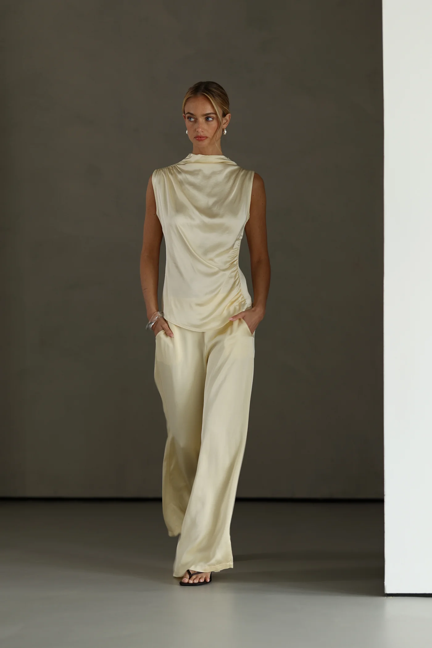 Cole Satin Trousers | Buttercream