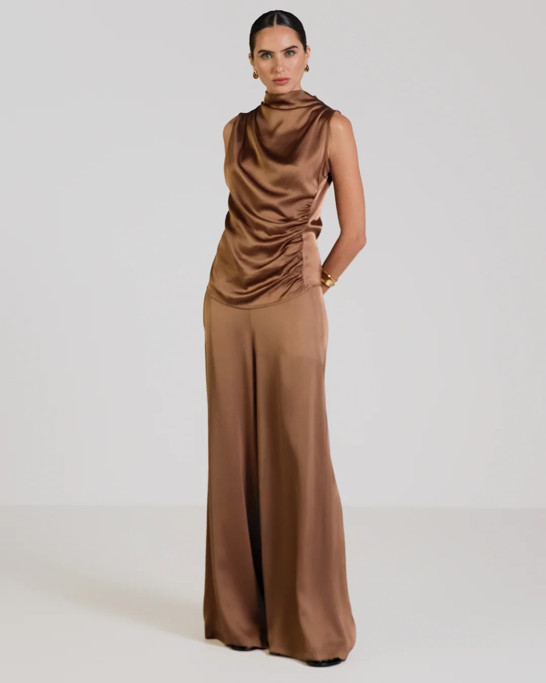 Cole Satin Trousers | Maple - Image 5