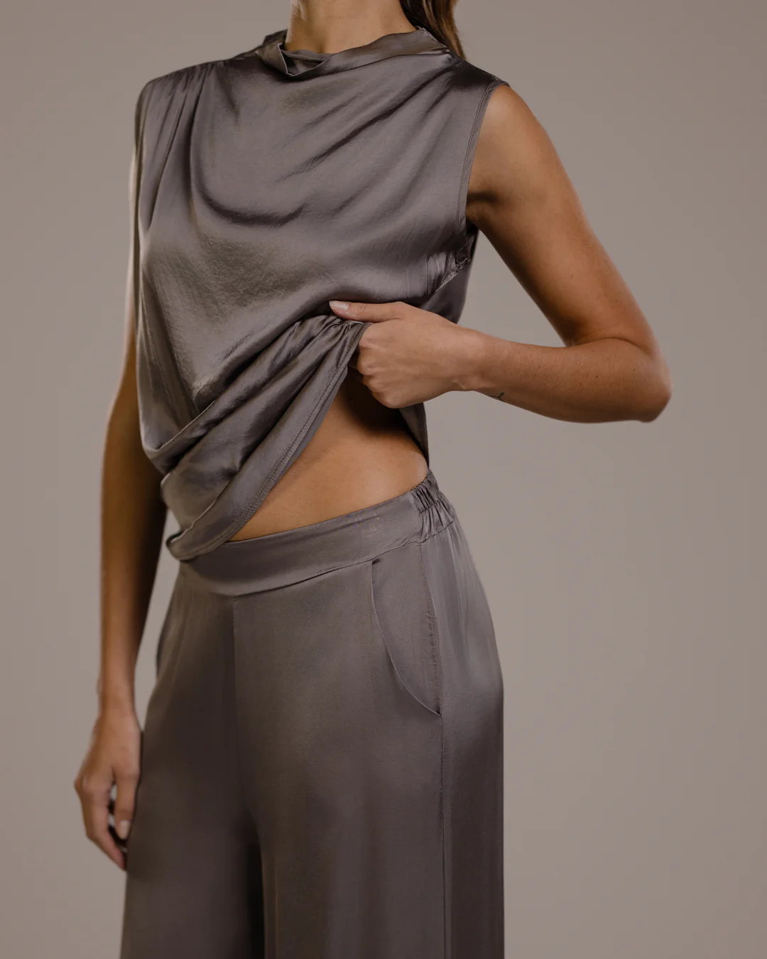 Cole Satin Trousers | Mink - Image 5