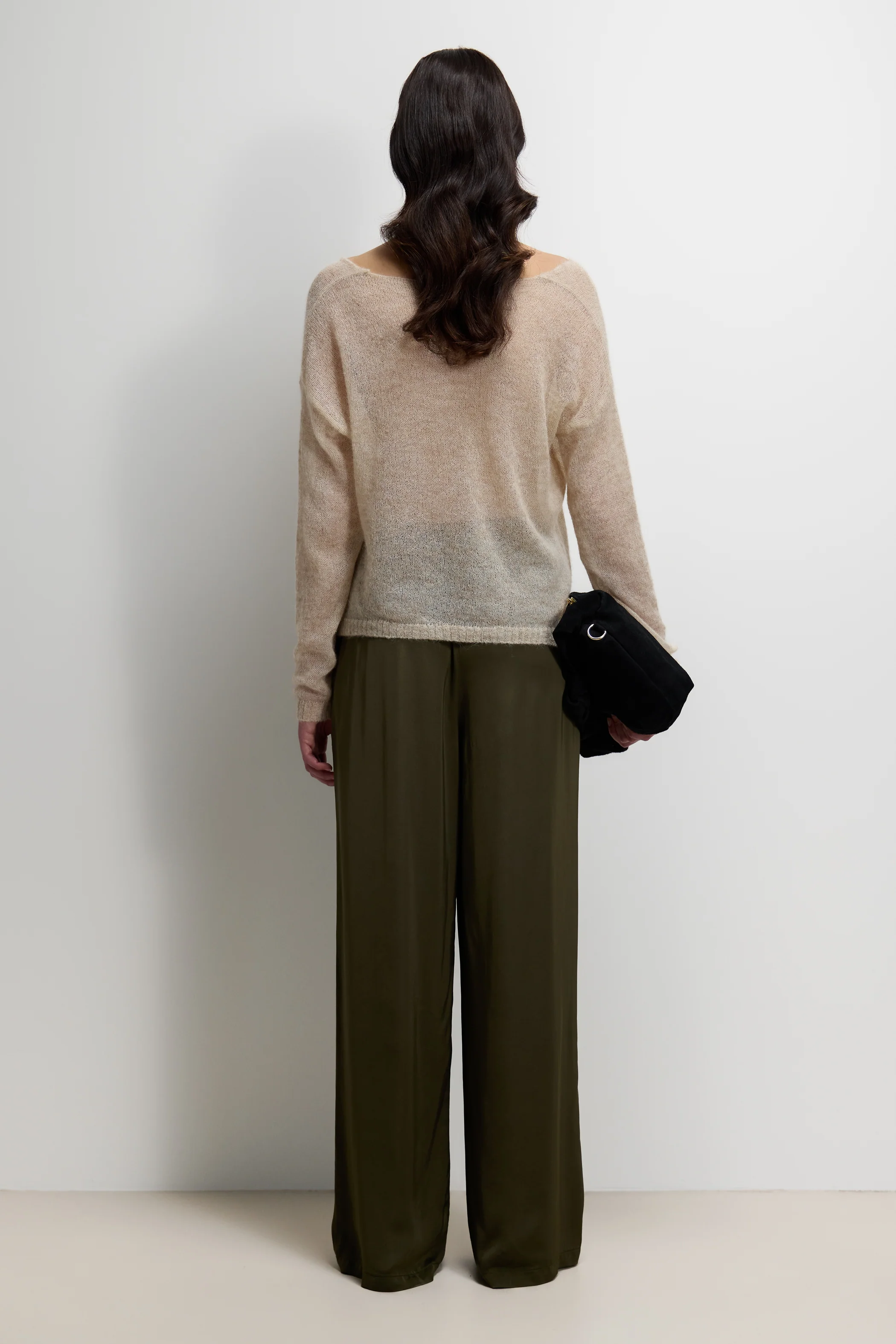 Corin Elastic Waist Satin Trousers | Khaki - Image 4