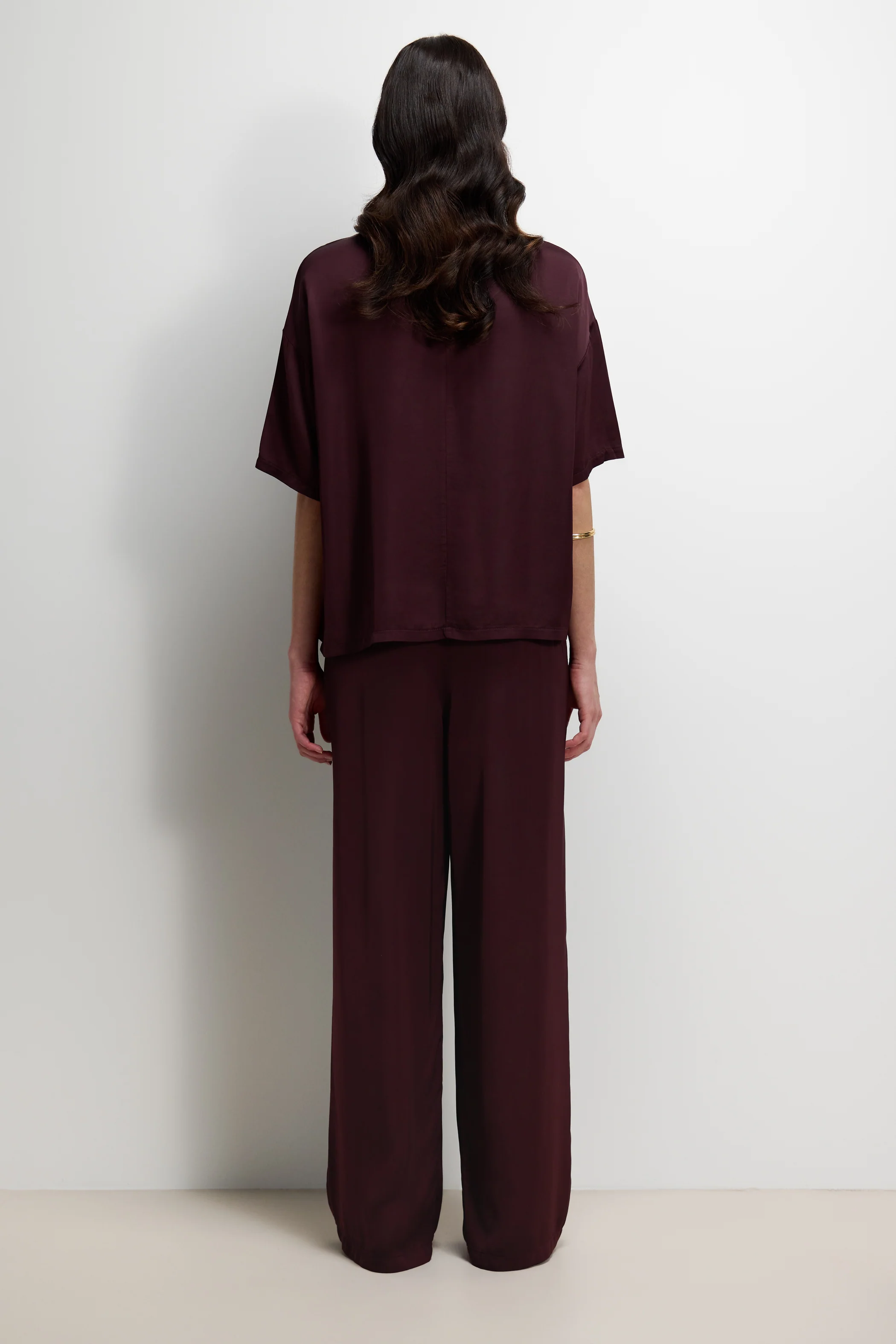 Corin Elastic Waist Satin Trousers | Amethyst Plum - Image 3