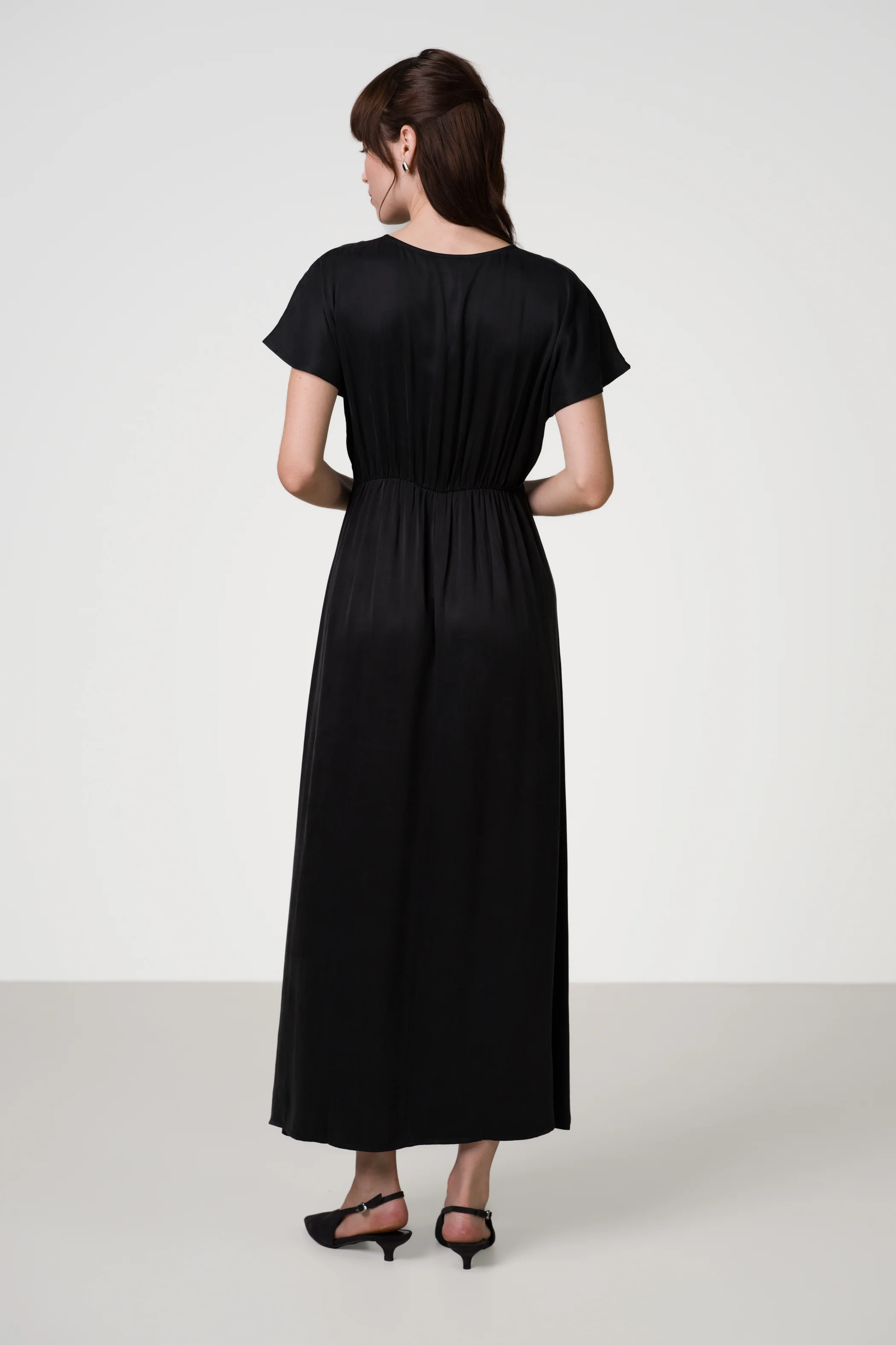 Cressida V Neck Cupro Dress | Black - Image 3