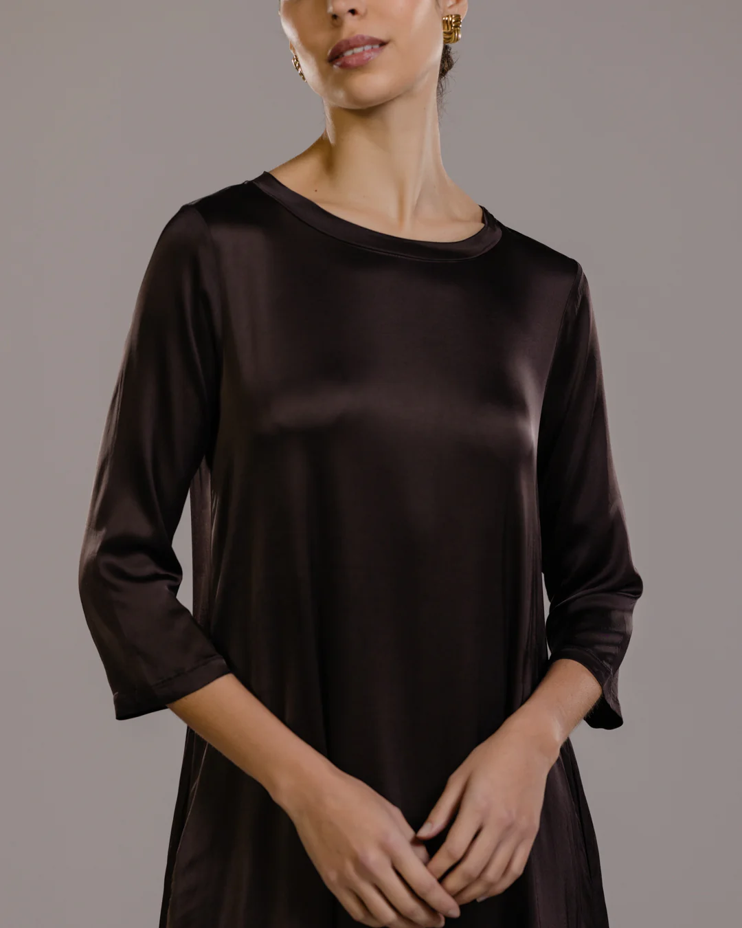 Dahlia Satin Dress | Espresso Brown - Image 3