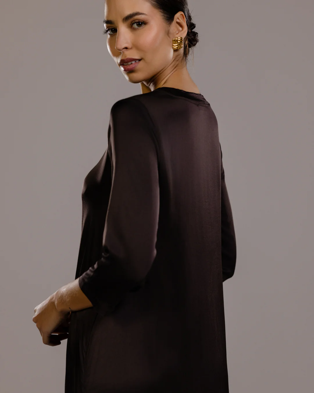 Dahlia Satin Dress | Espresso Brown - Image 4