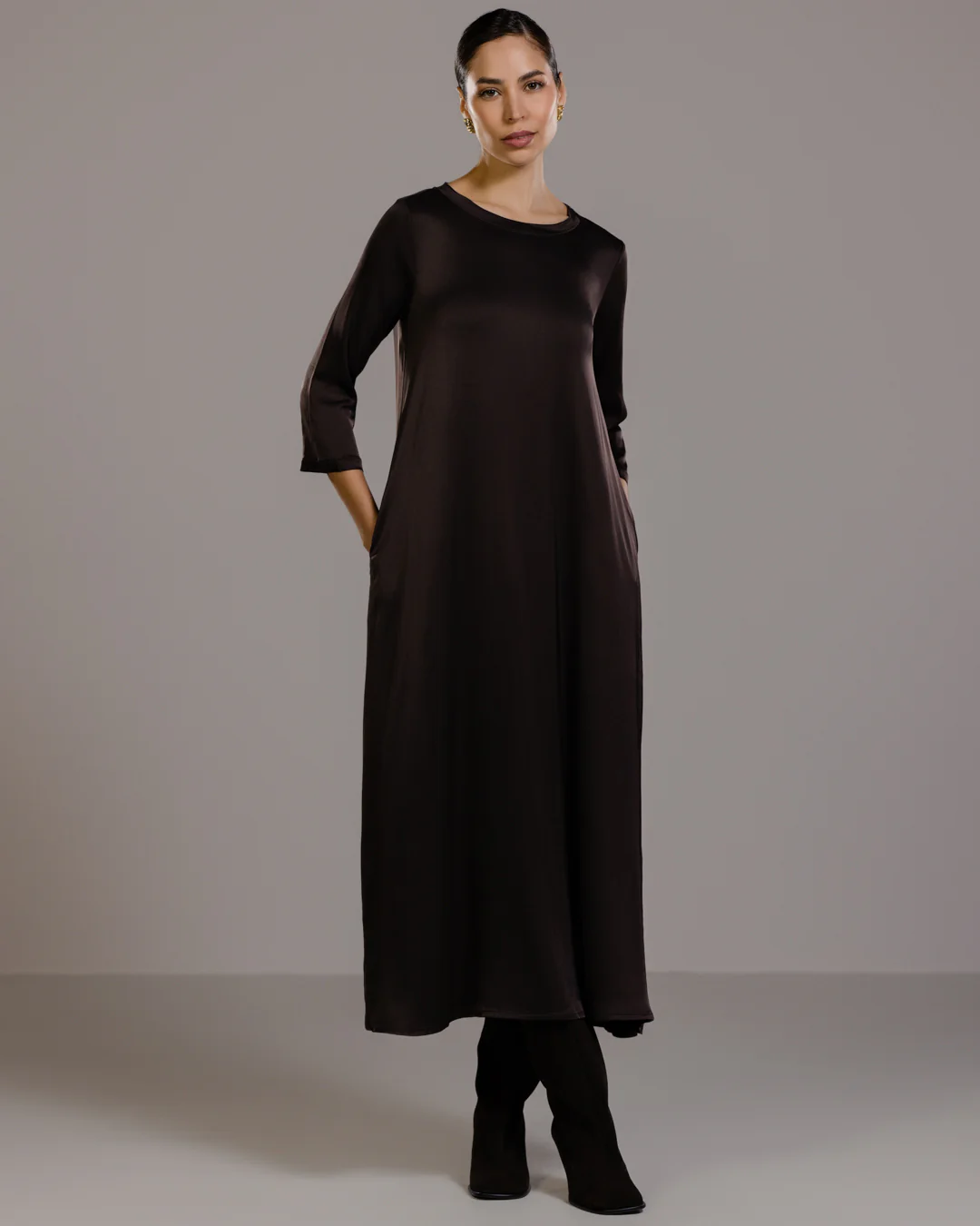 Dahlia Satin Dress | Espresso Brown - Image 7